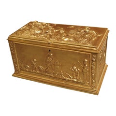 Antique French Neoclassical Gilt Bronze Table Casket, Late 19th Century