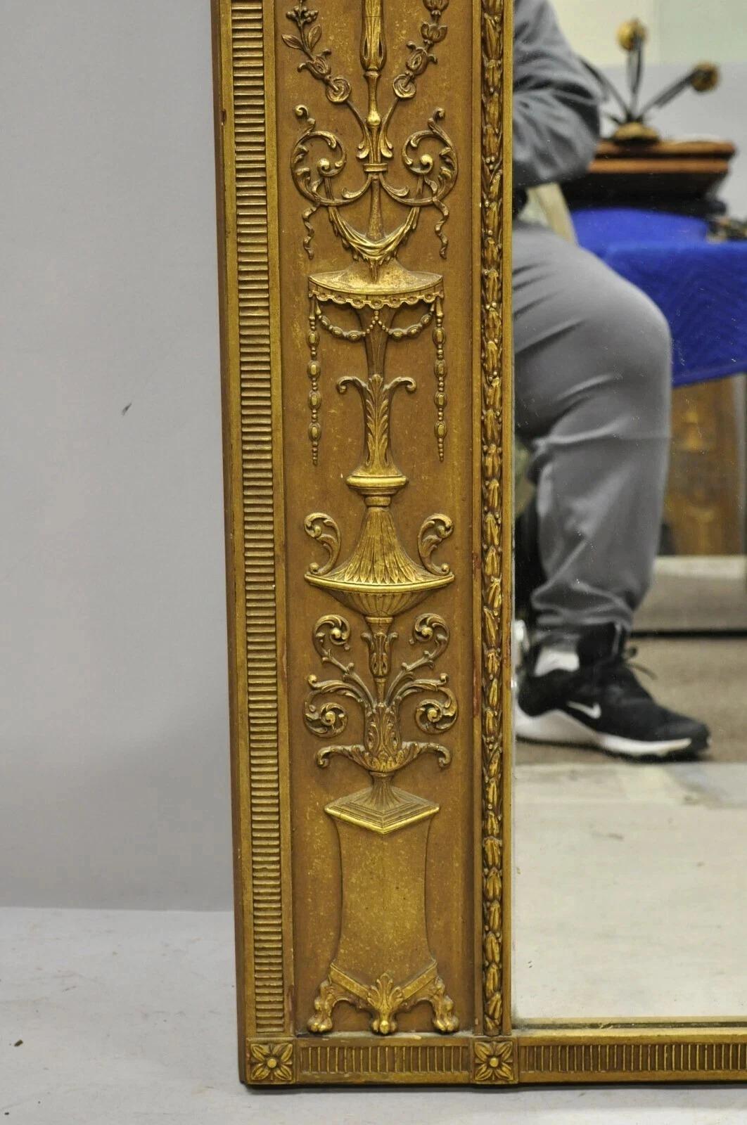 Antique French Neoclassical Gold Figural Gesso Large 76x54 Trumeau Espejo de pie en venta 5