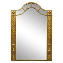 Antique French Neoclassical Gold Figural Gesso Large 76x54 Trumeau Floor Mirror