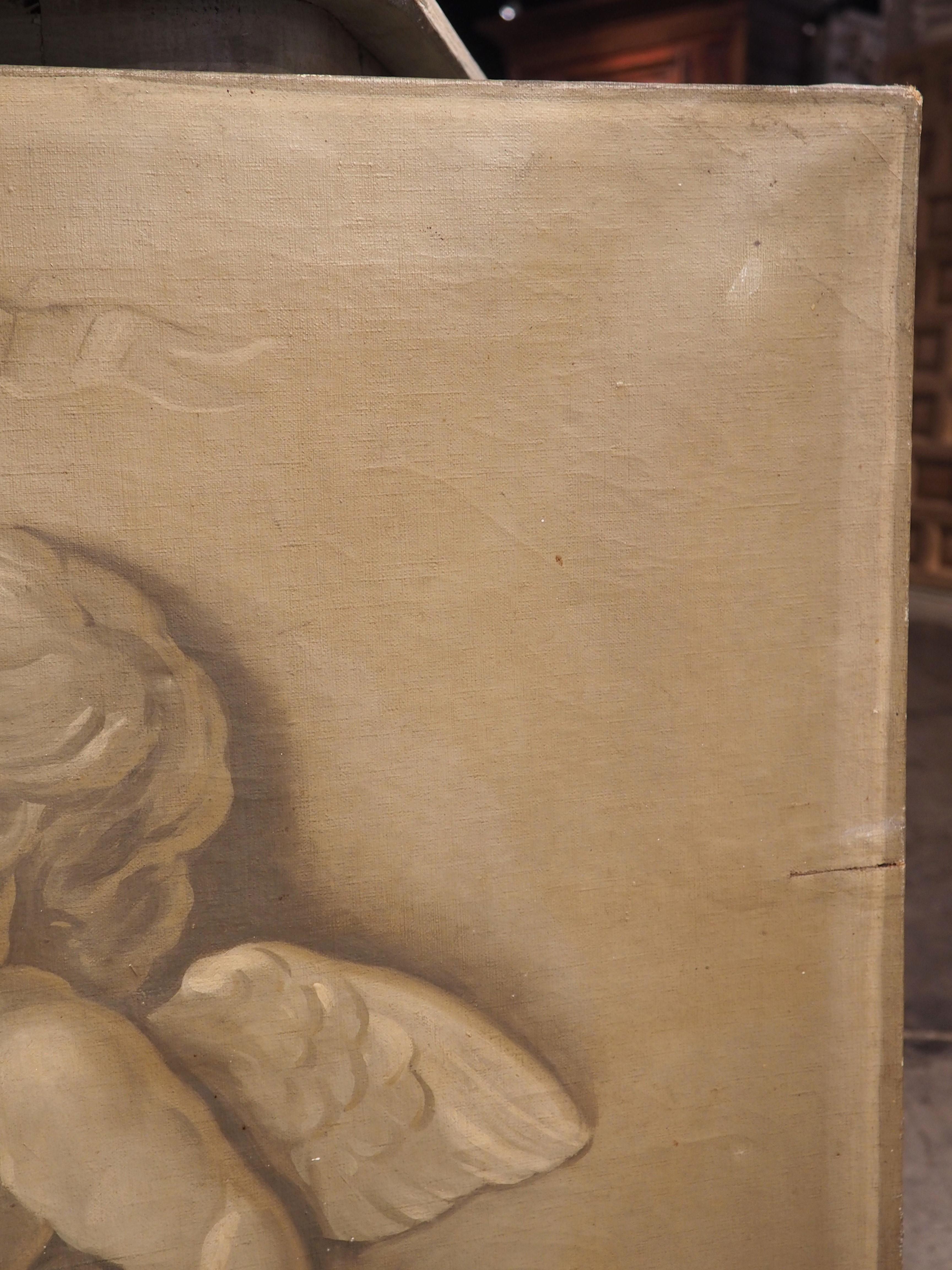 Antique French Neoclassical Grisaille Overdoor Painting, Circa 1815 en venta 2