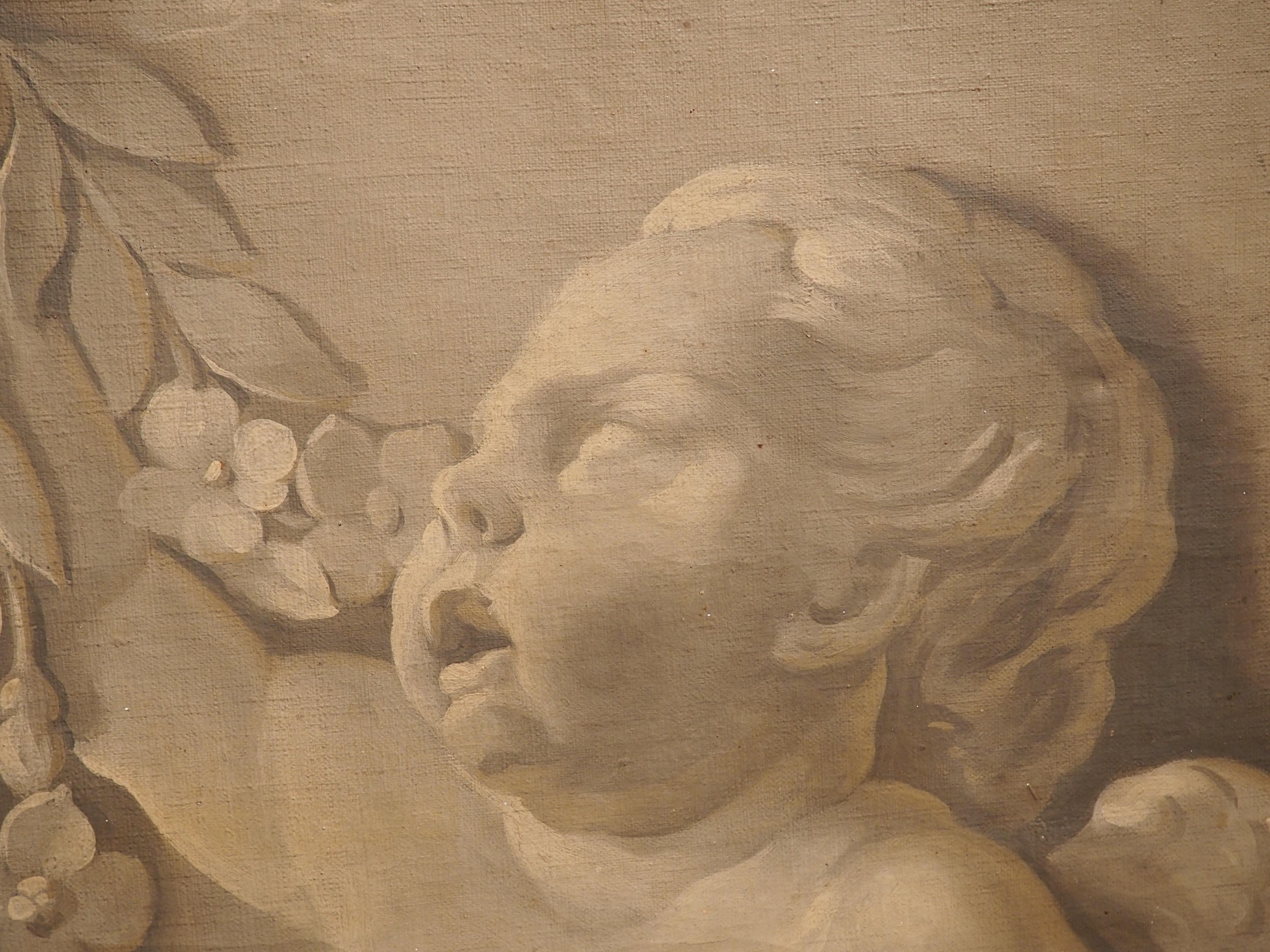 Antikes französisches neoklassizistisches Grisaille-Overdoor-Gemälde im neoklassischen Stil, um 1815 im Angebot 3