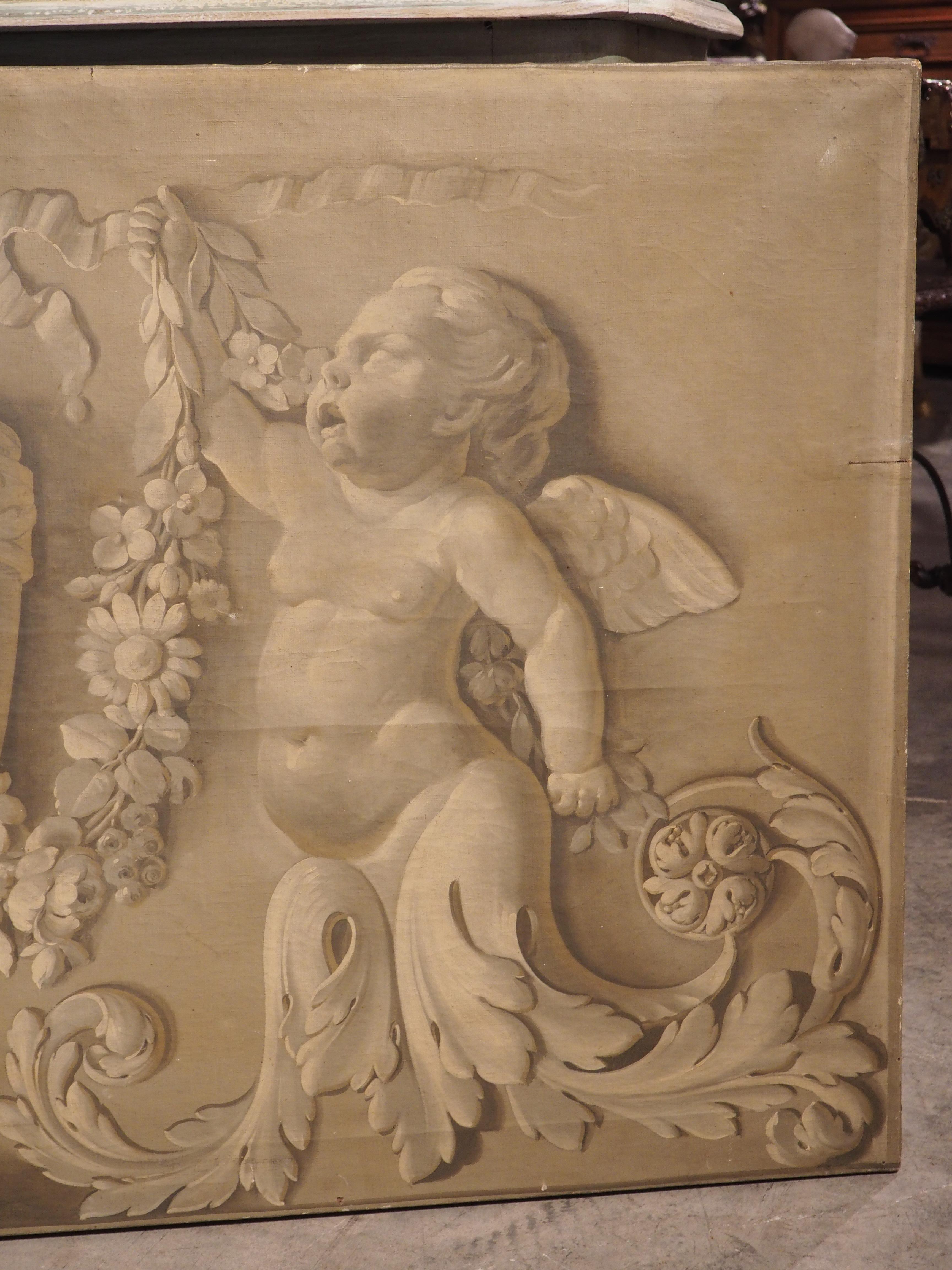 Early 19th Century Antique French Neoclassical Grisaille Overdoor Painting, Circa 1815 For Sale