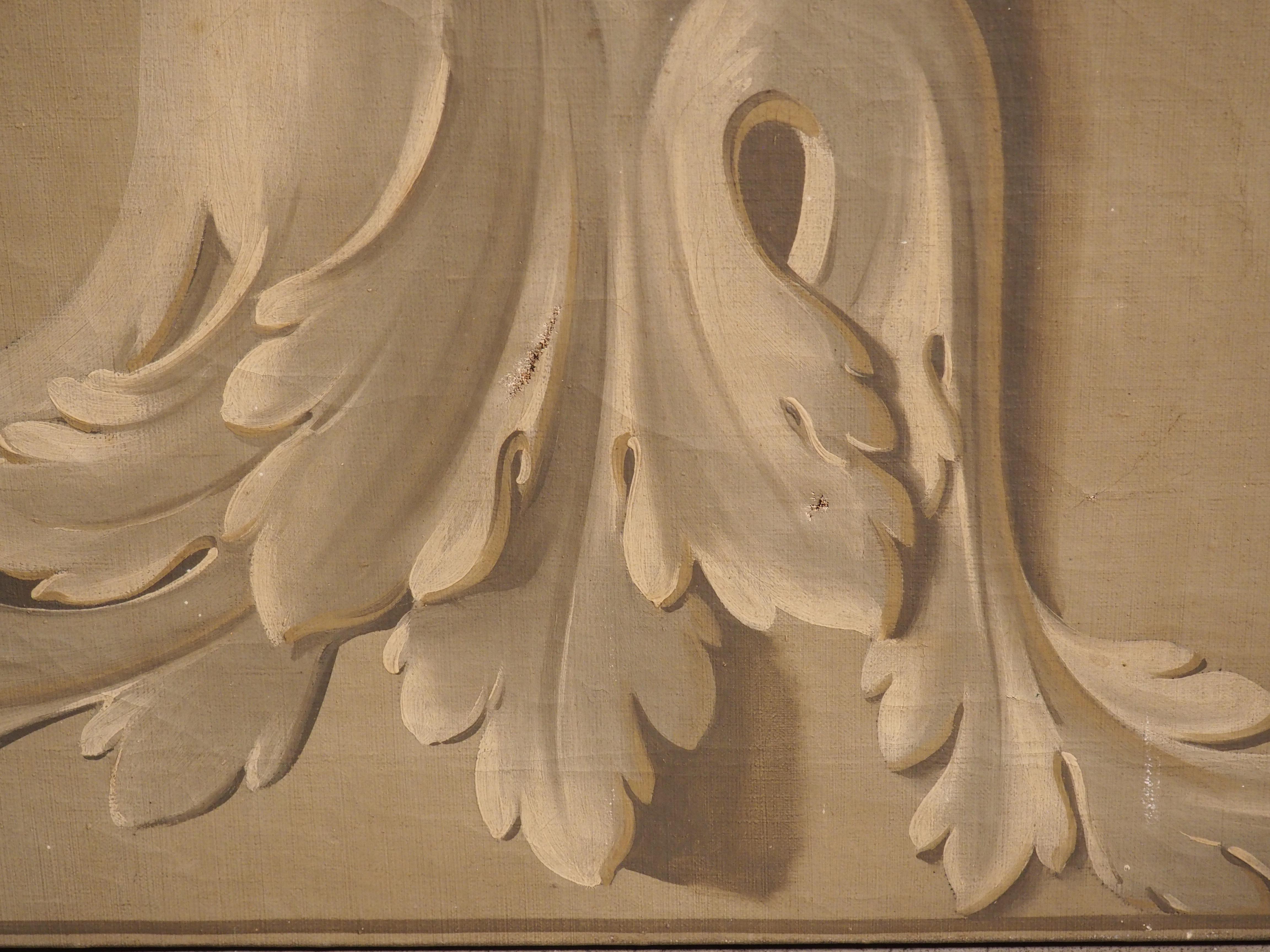 Antique French Neoclassical Grisaille Overdoor Painting, Circa 1815 en Bueno estado para la venta en Dallas, TX
