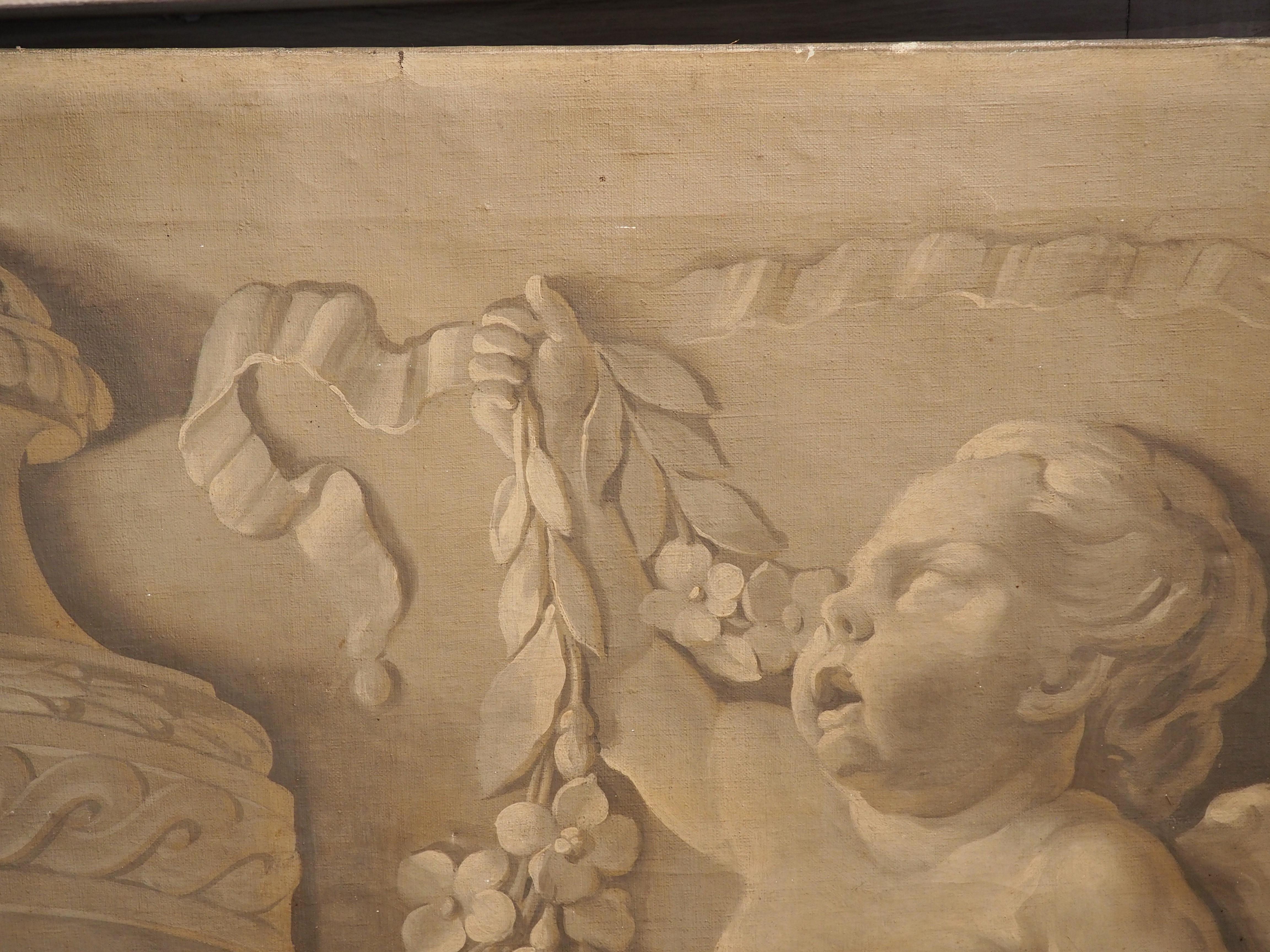 Antique French Neoclassical Grisaille Overdoor Painting, Circa 1815 For Sale 3