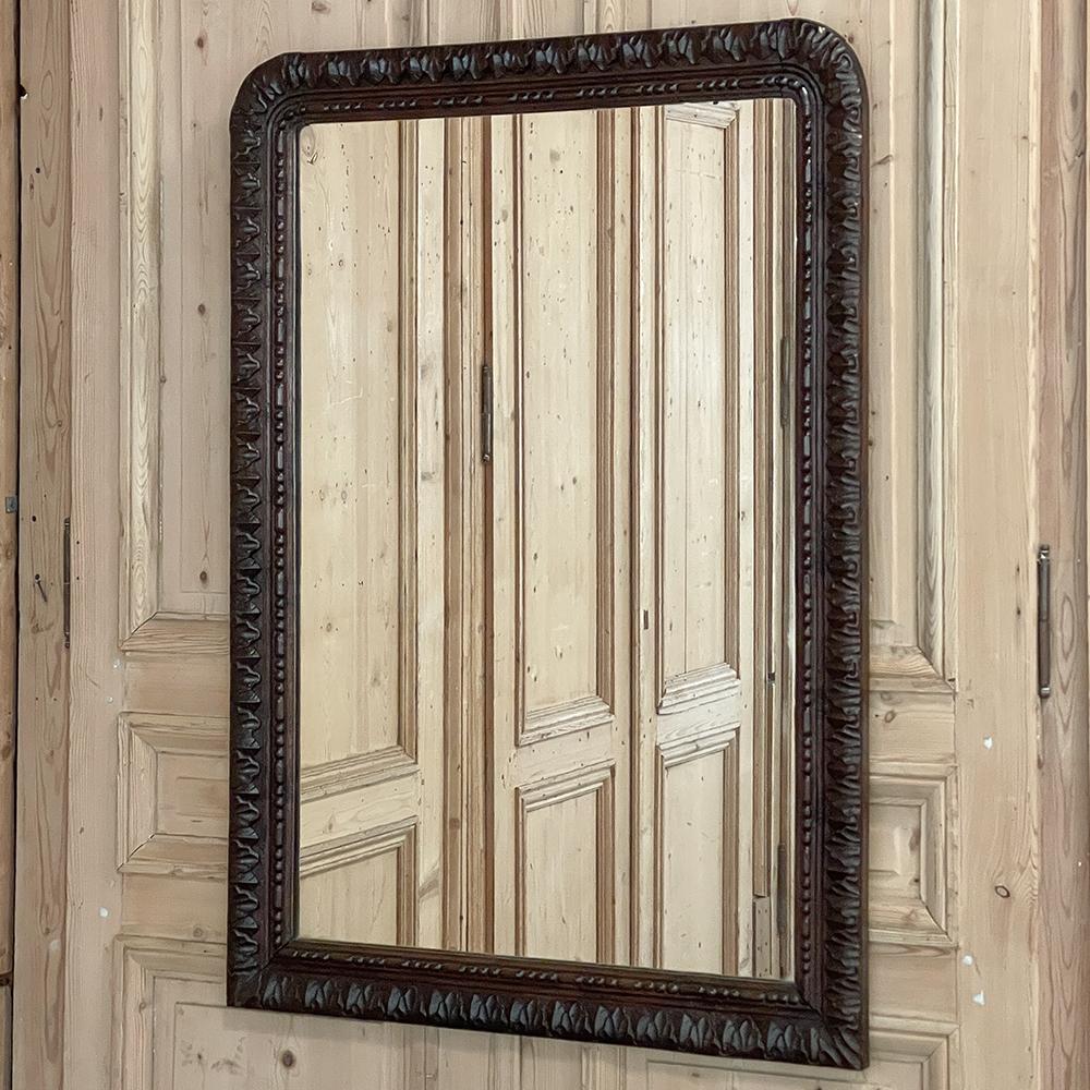 Antique French Neoclassical Hand Carved Mirror In Good Condition In Dallas, TX