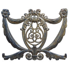 Antique French Neoclassical Iron Fleur de Lis Reclaimed Screen Wall Plaque