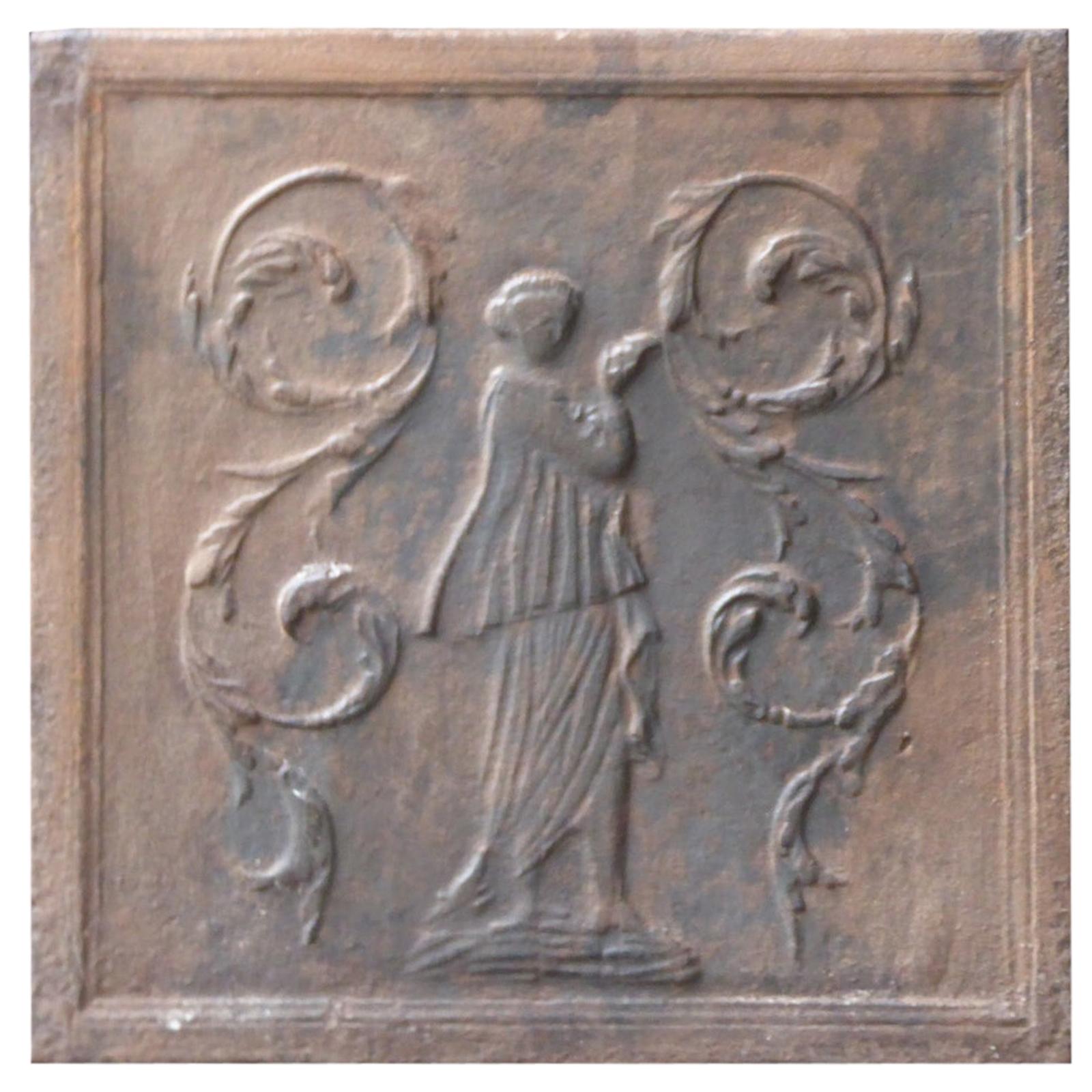 Antique French Neoclassical 'Lady' Fireback / Backsplash, 19th Century For Sale