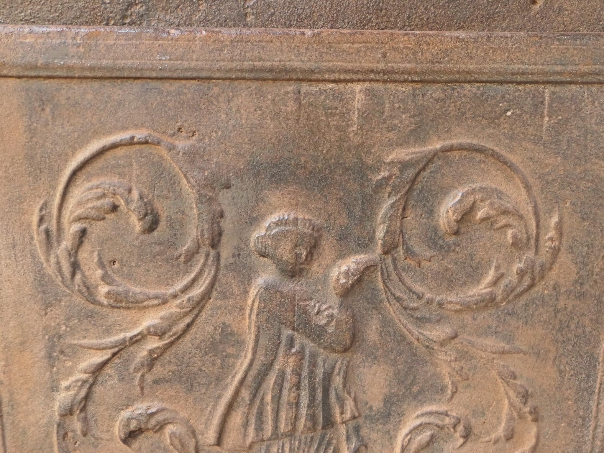 Ferro Antique French Neoclassical 'Lady' Fireback / Backsplash, 18° secolo in vendita