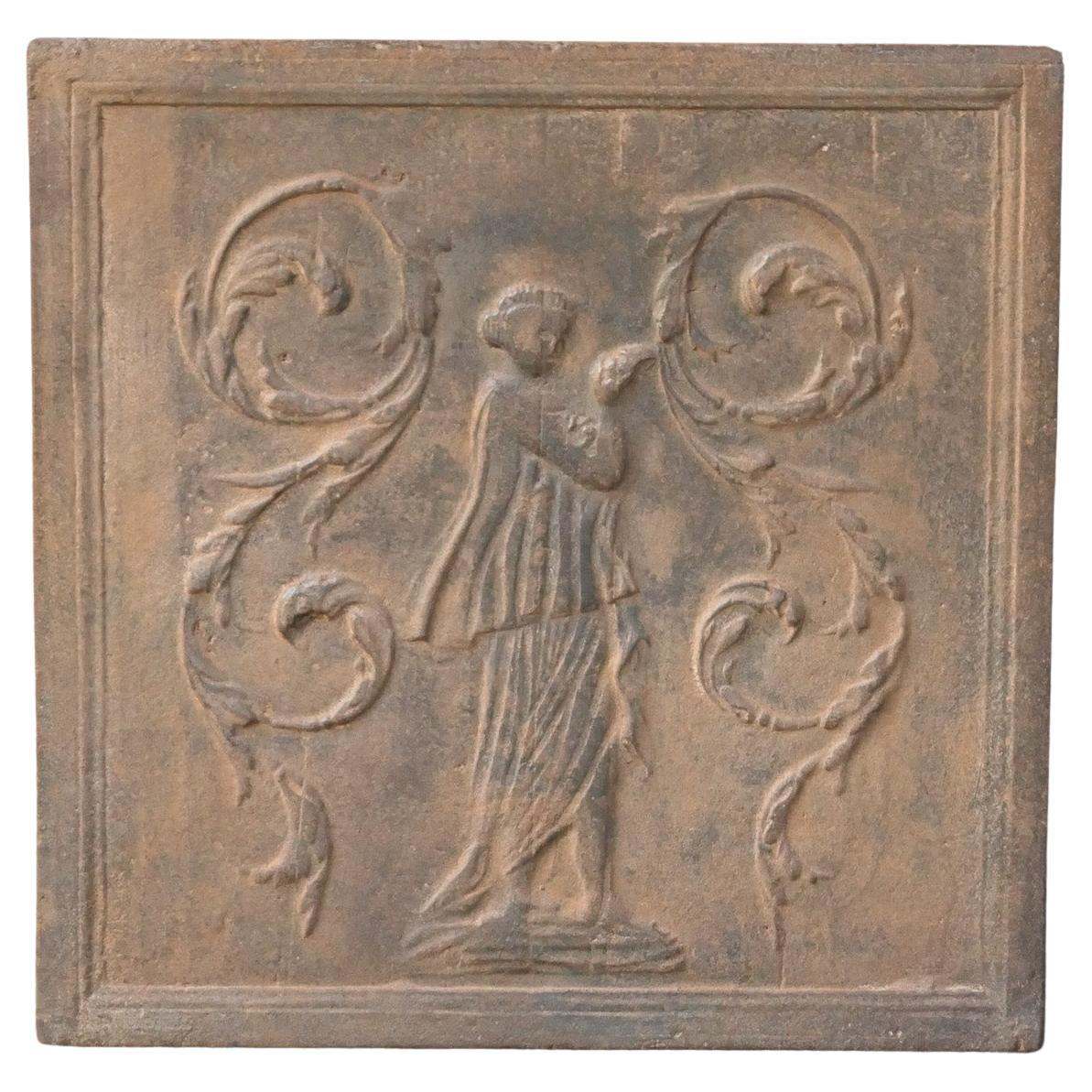 Antique French Neoclassical 'Lady' Fireback / Backsplash, 18° secolo