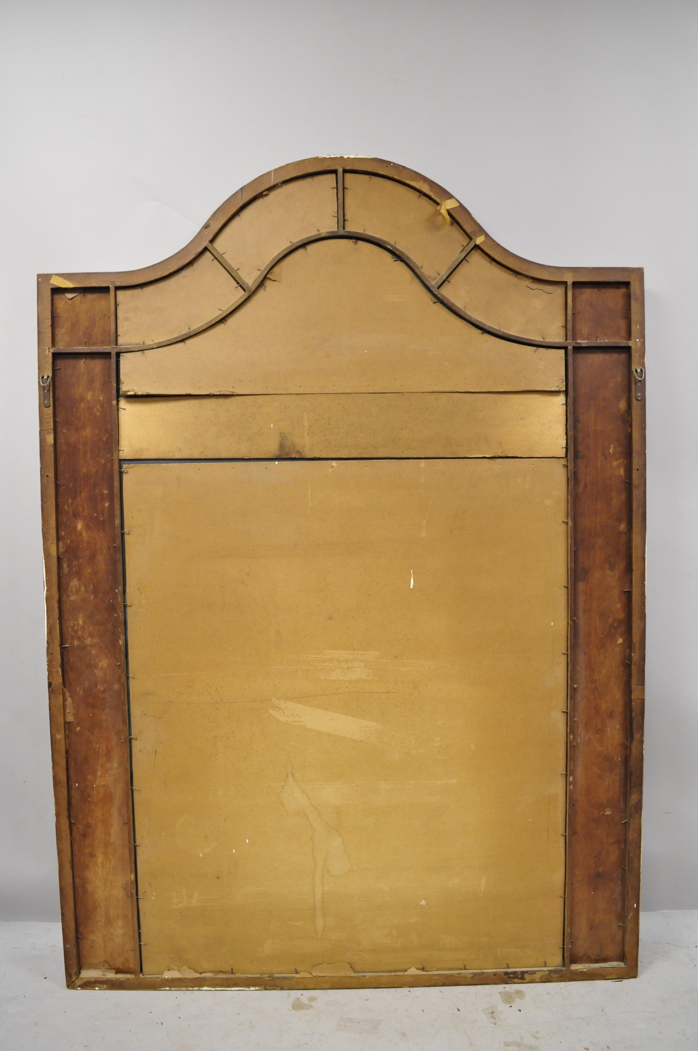 Grand miroir de sol Trumeau néoclassique français ancien en gesso figuratif doré en vente 3