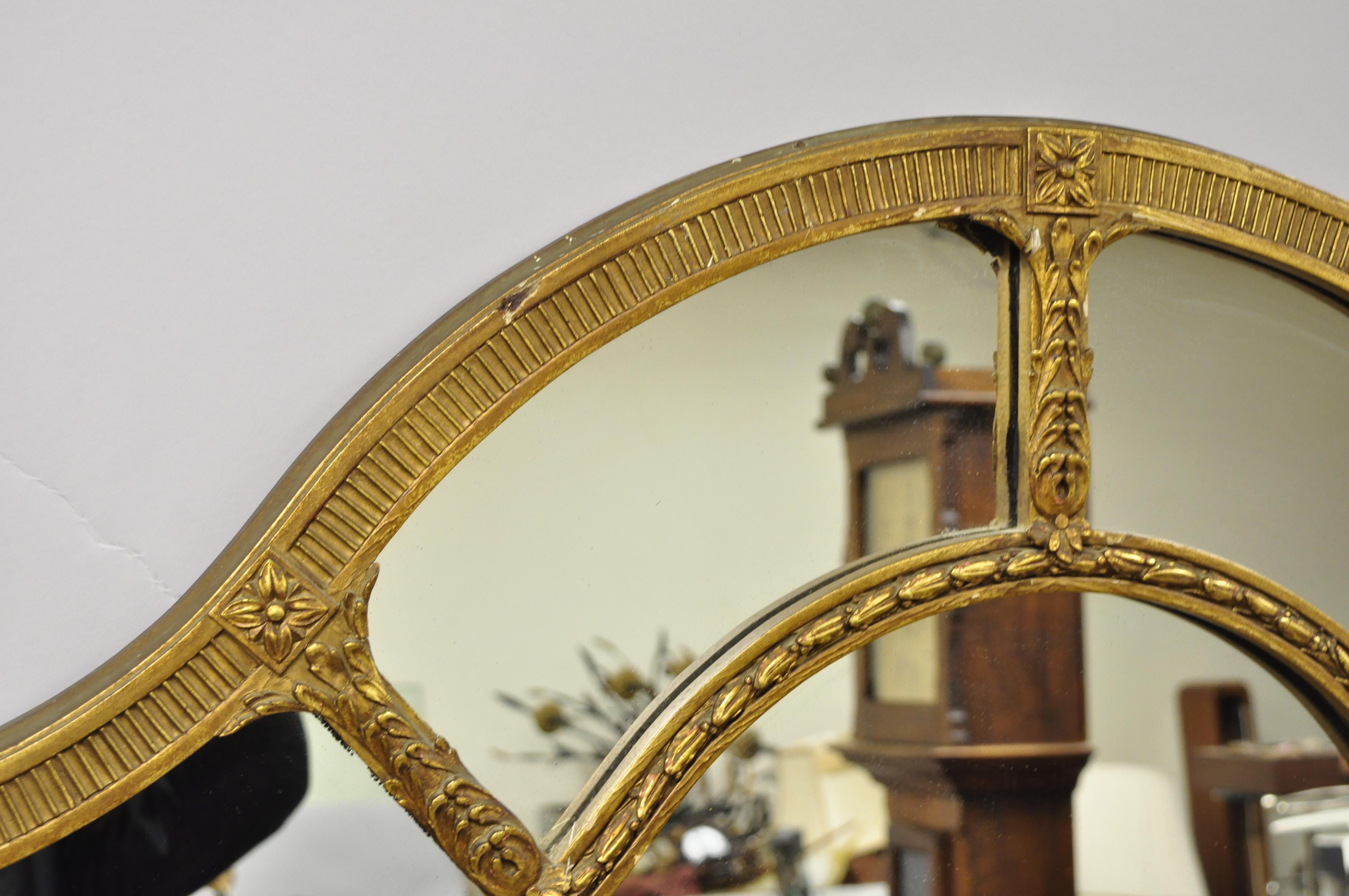 Antique French Neoclassical Large Trumeau Floor Mirror Gold Figural Gesso For Sale 3