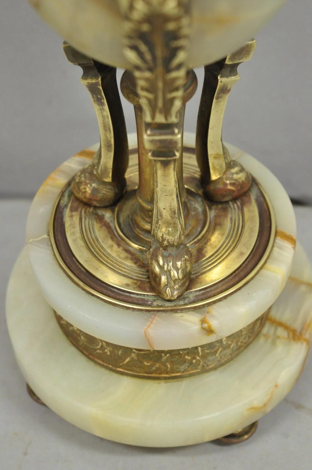 Antique French Neoclassical Louis XV Onyx Urn Figural Bronze Cherub Table Lamp For Sale 1