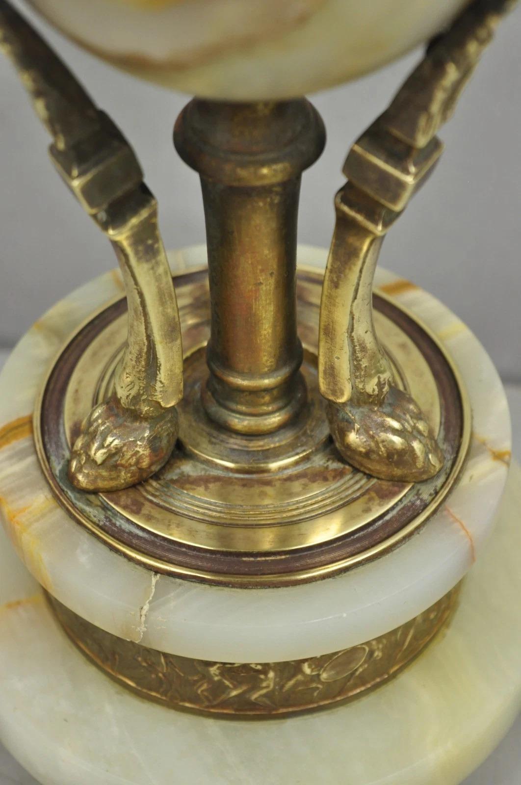 Antique French Neoclassical Louis XV Onyx Urn Figural Bronze Cherub Table Lamp For Sale 2