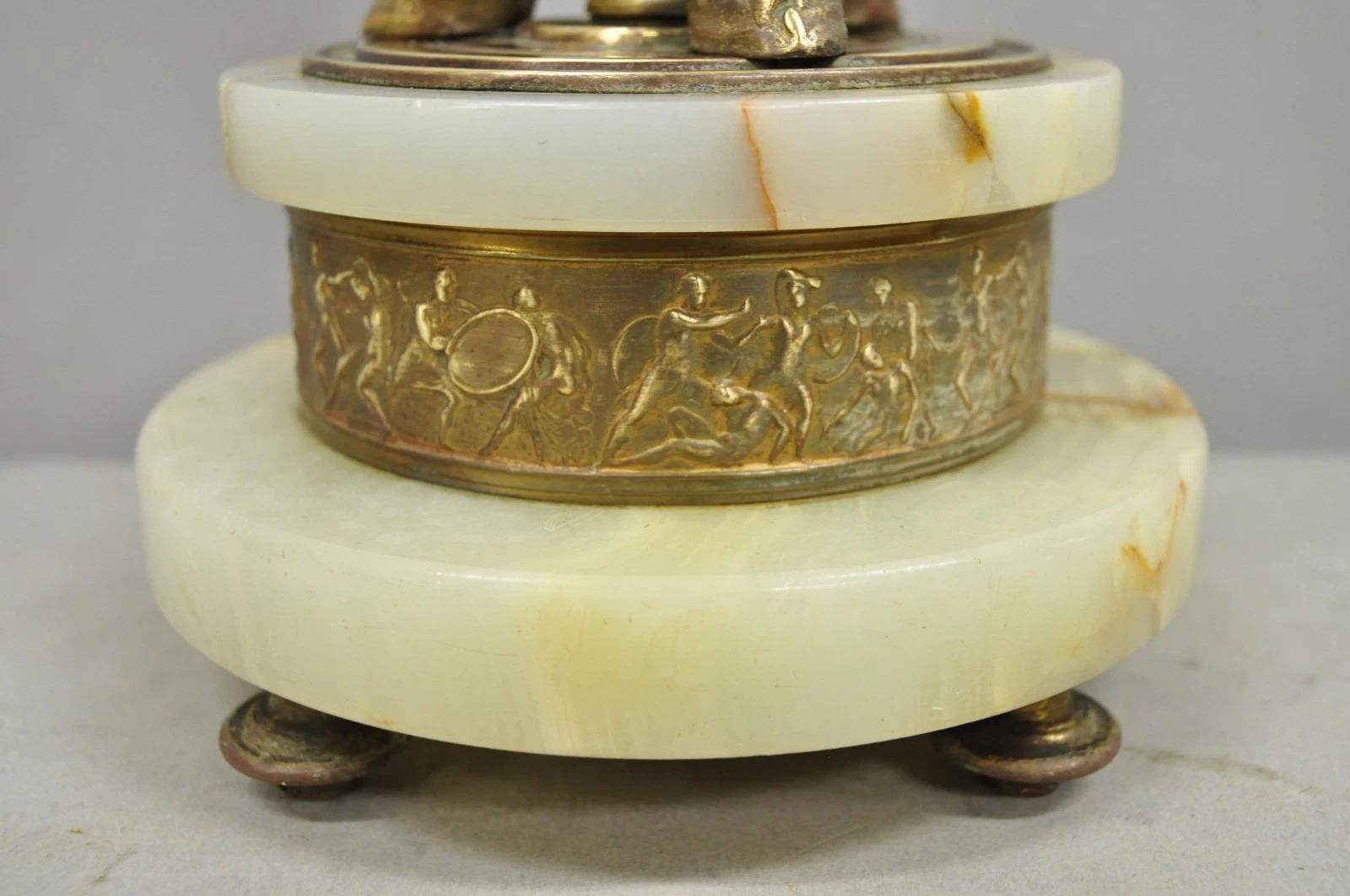 Antique French Neoclassical Louis XV Onyx Urn Figural Bronze Cherub Table Lamp For Sale 3
