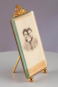 Antique French Neoclassical Louis XVI Style Gilt Brass Gold Photo Picture Frame