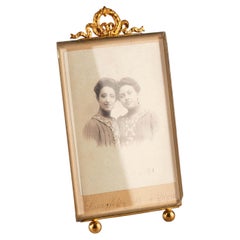 Antique French Neoclassical Louis XVI Style Gilt Brass Gold Photo Picture Frame