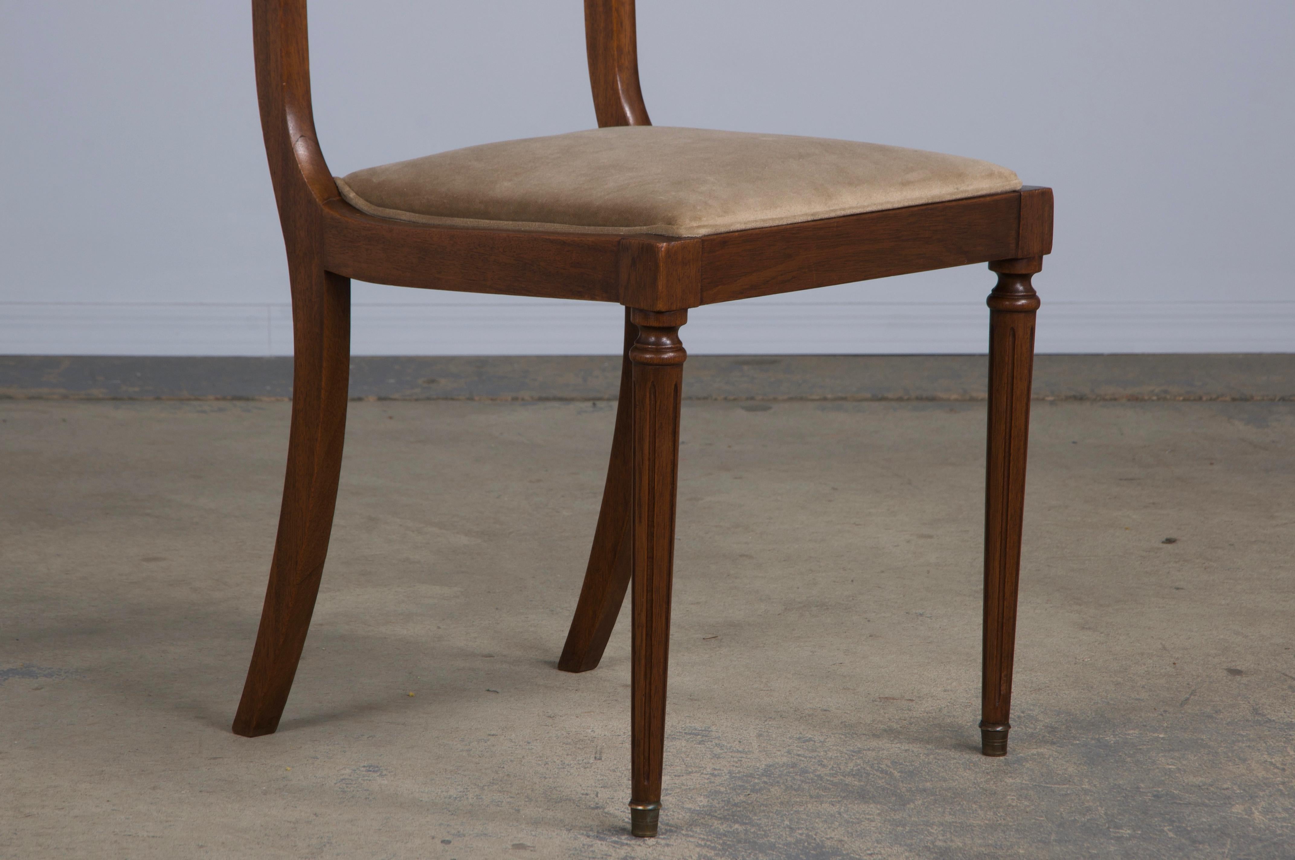 Antique French Neoclassical Louis XVI Style Walnut Dining Chairs - Set of 8 3