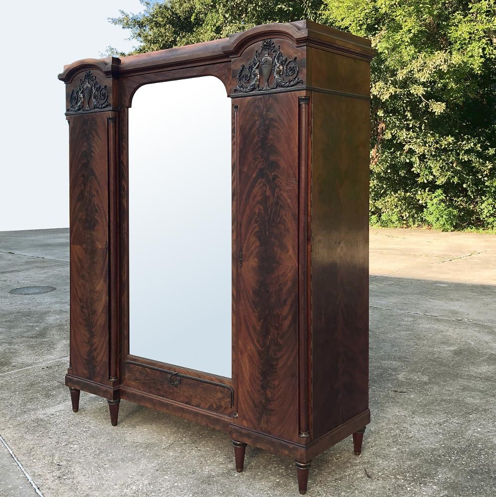 Empire Antique French Neoclassical Mahogany Armoire