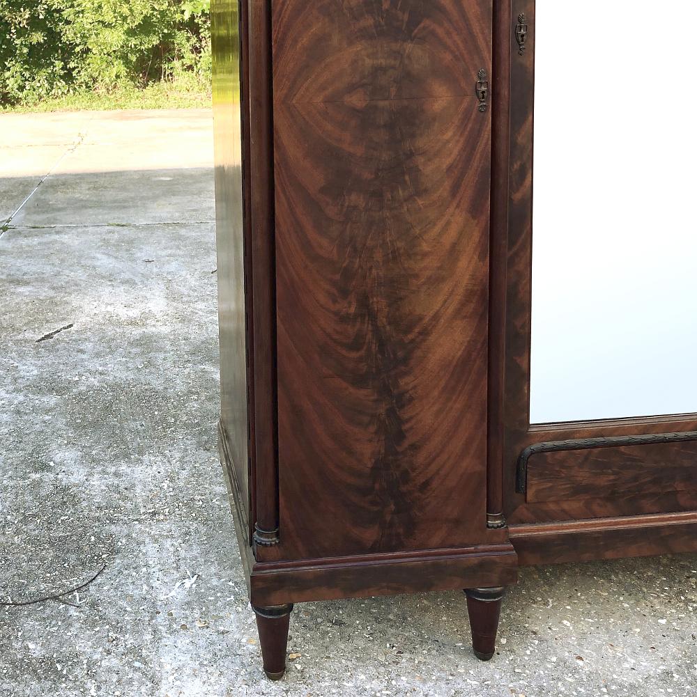 Bronze Antique French Neoclassical Mahogany Armoire