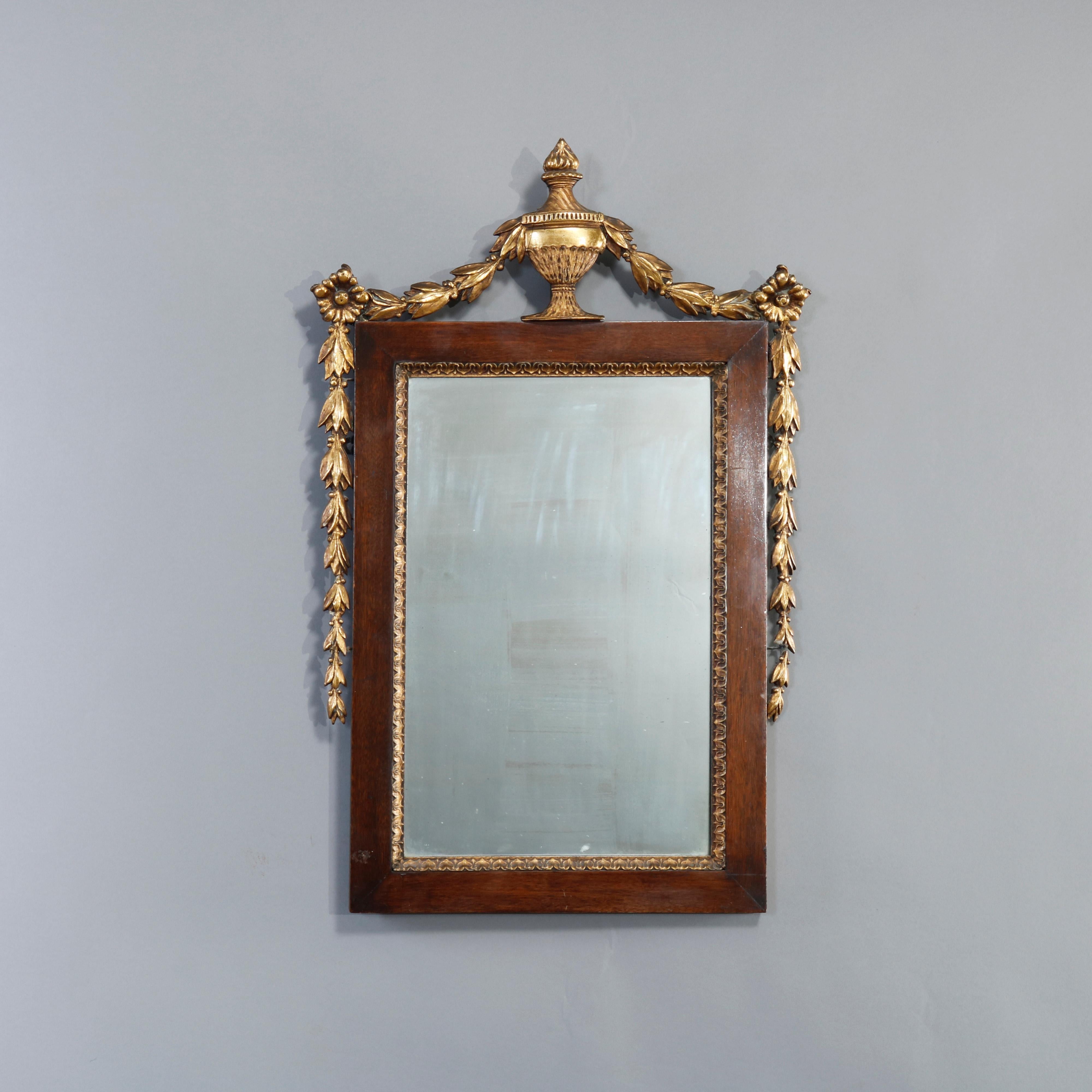 Antique French Neoclassical Mahogany & Giltwood Wall Mirror, Circa 1840 For Sale 8