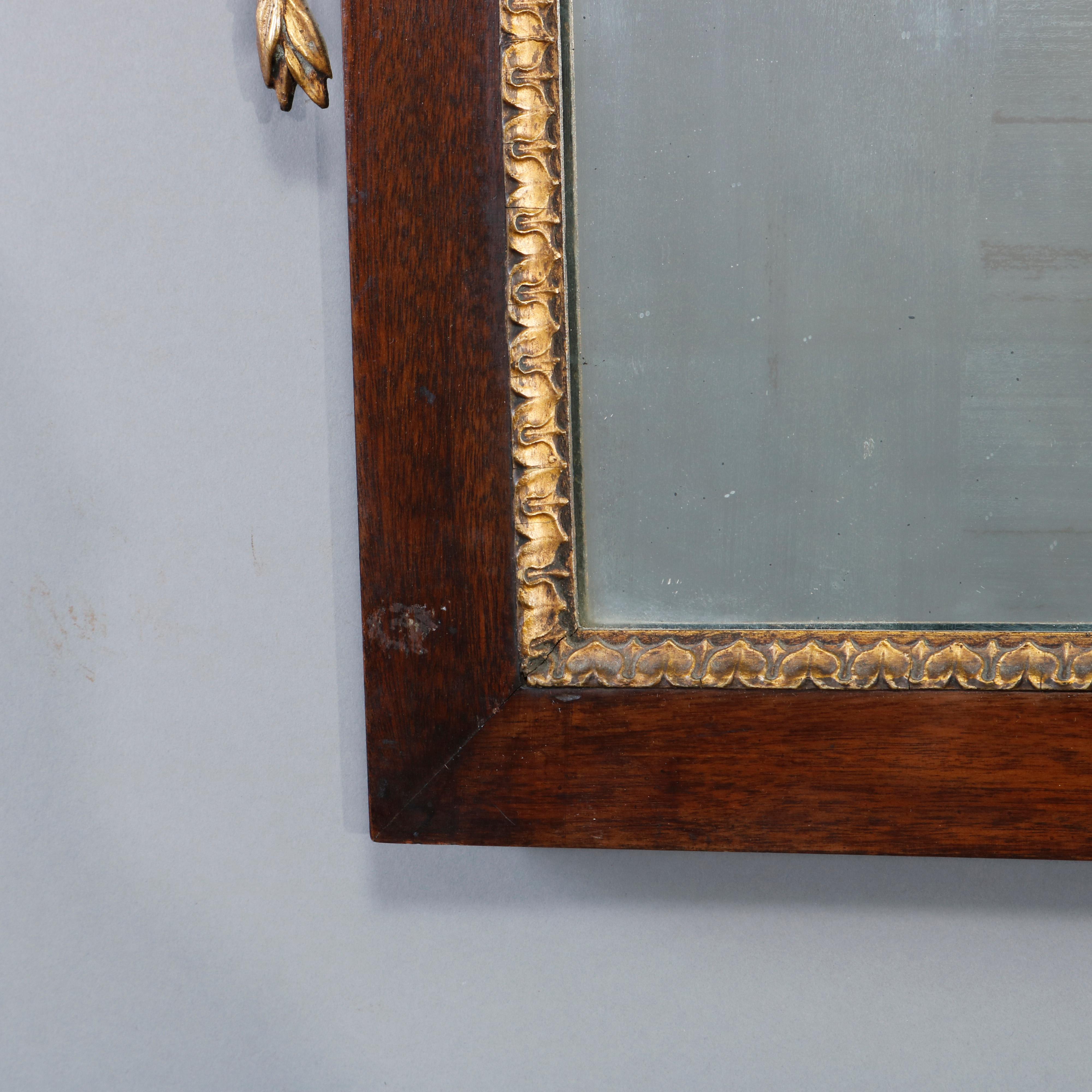 Antique French Neoclassical Mahogany & Giltwood Wall Mirror, Circa 1840 In Good Condition For Sale In Big Flats, NY