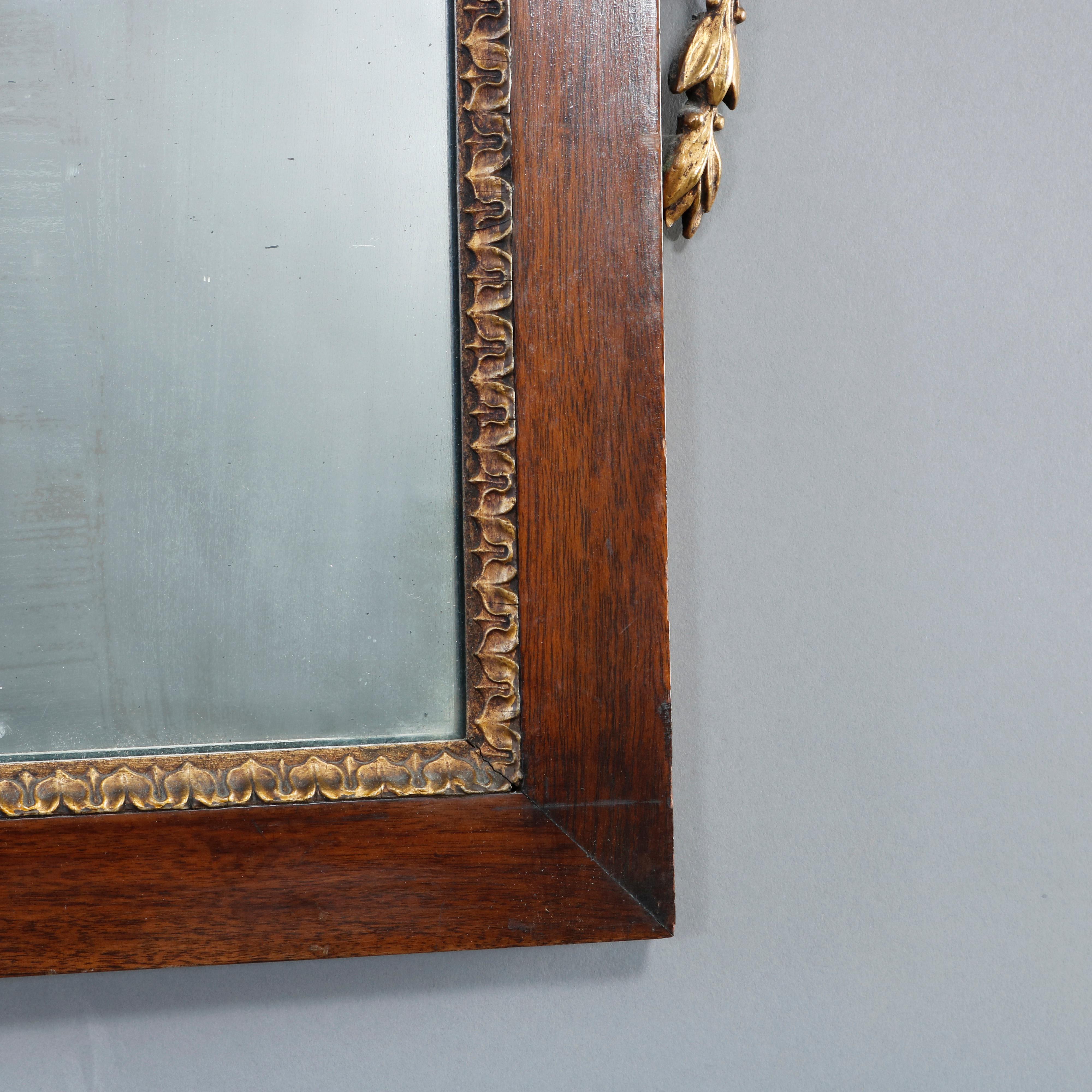 19th Century Antique French Neoclassical Mahogany & Giltwood Wall Mirror, Circa 1840 For Sale