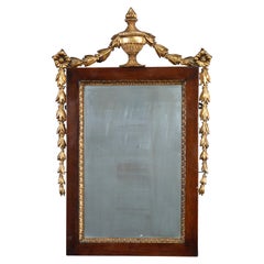 Antique French Neoclassical Mahogany & Giltwood Wall Mirror, Circa 1840