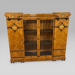 Antique French Neoclassical Maple Breakfront Display Cabinet Mercier Frères