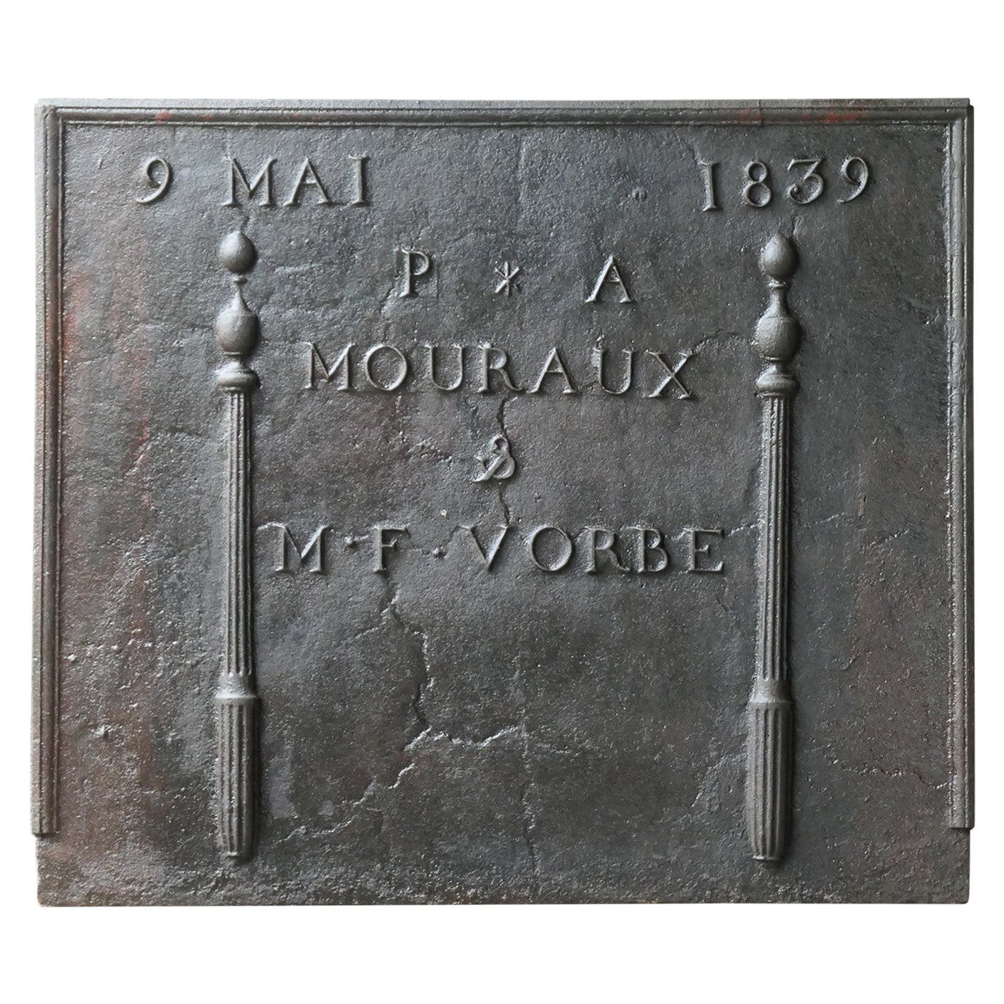 Antique French Neoclassical 'Marriage' Fireback / Backsplash, XIX secolo