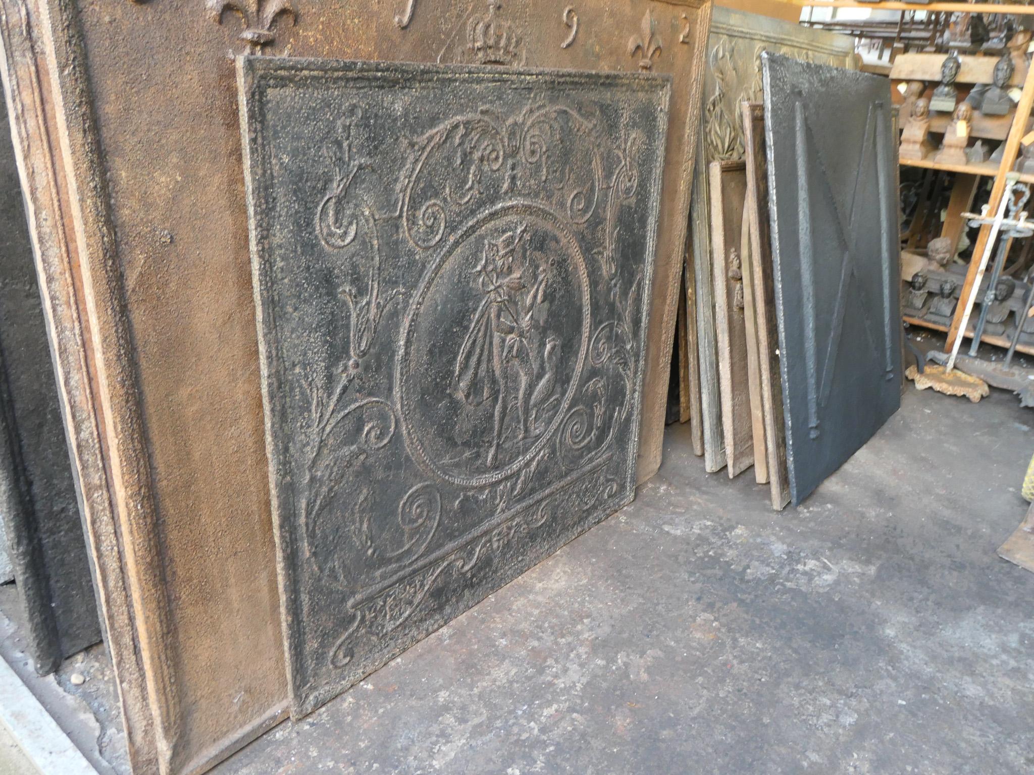 Plaque de cheminée néoclassique française ancienne Mercury, 18e - 19e siècle en vente 4
