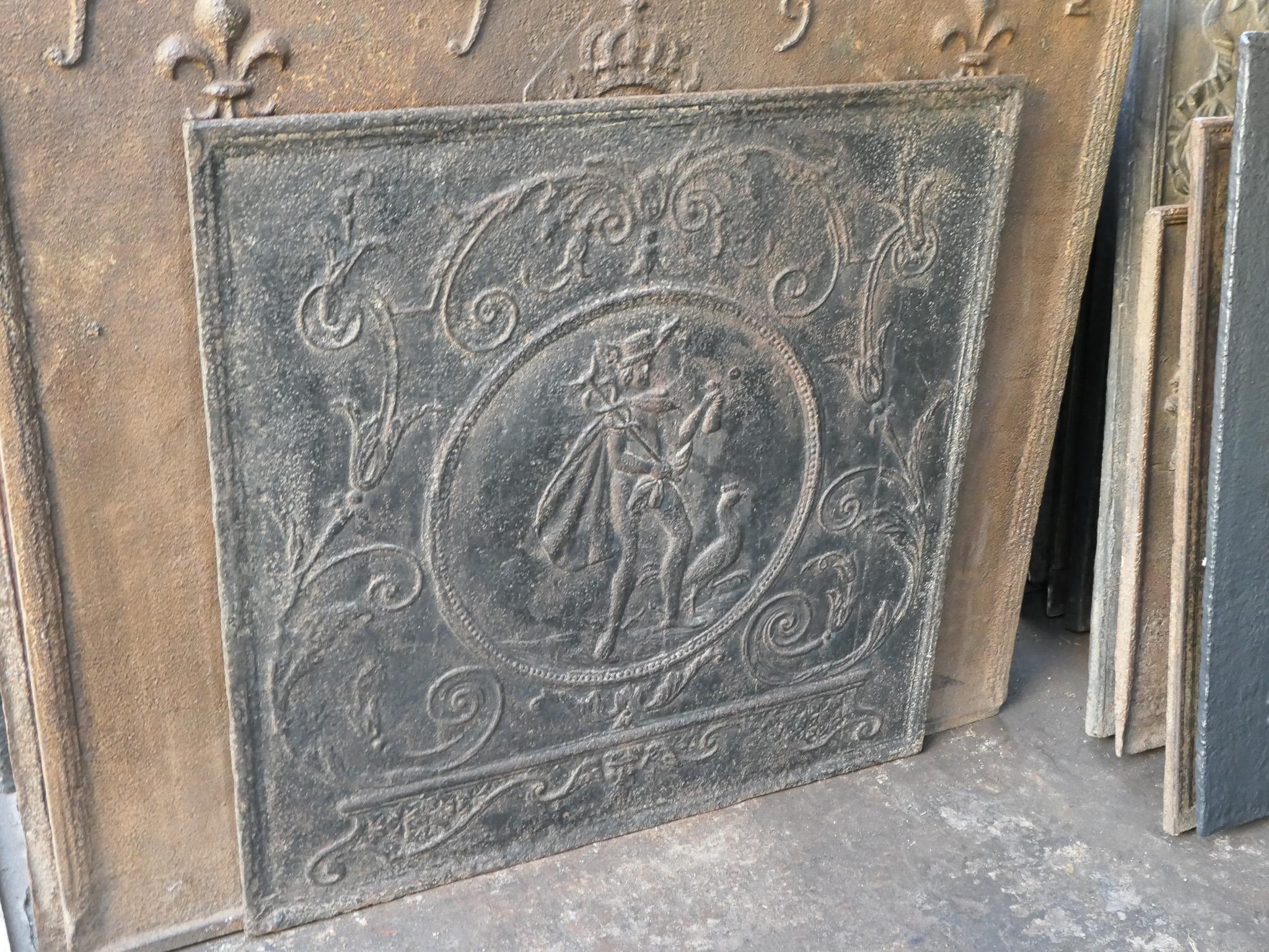 XIXe siècle Plaque de cheminée néoclassique française ancienne Mercury, 18e - 19e siècle en vente