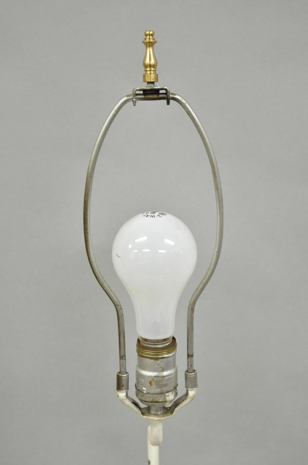 Antique French Neoclassical Metal Figural Winged Maiden Flame White Table Lamp For Sale 5