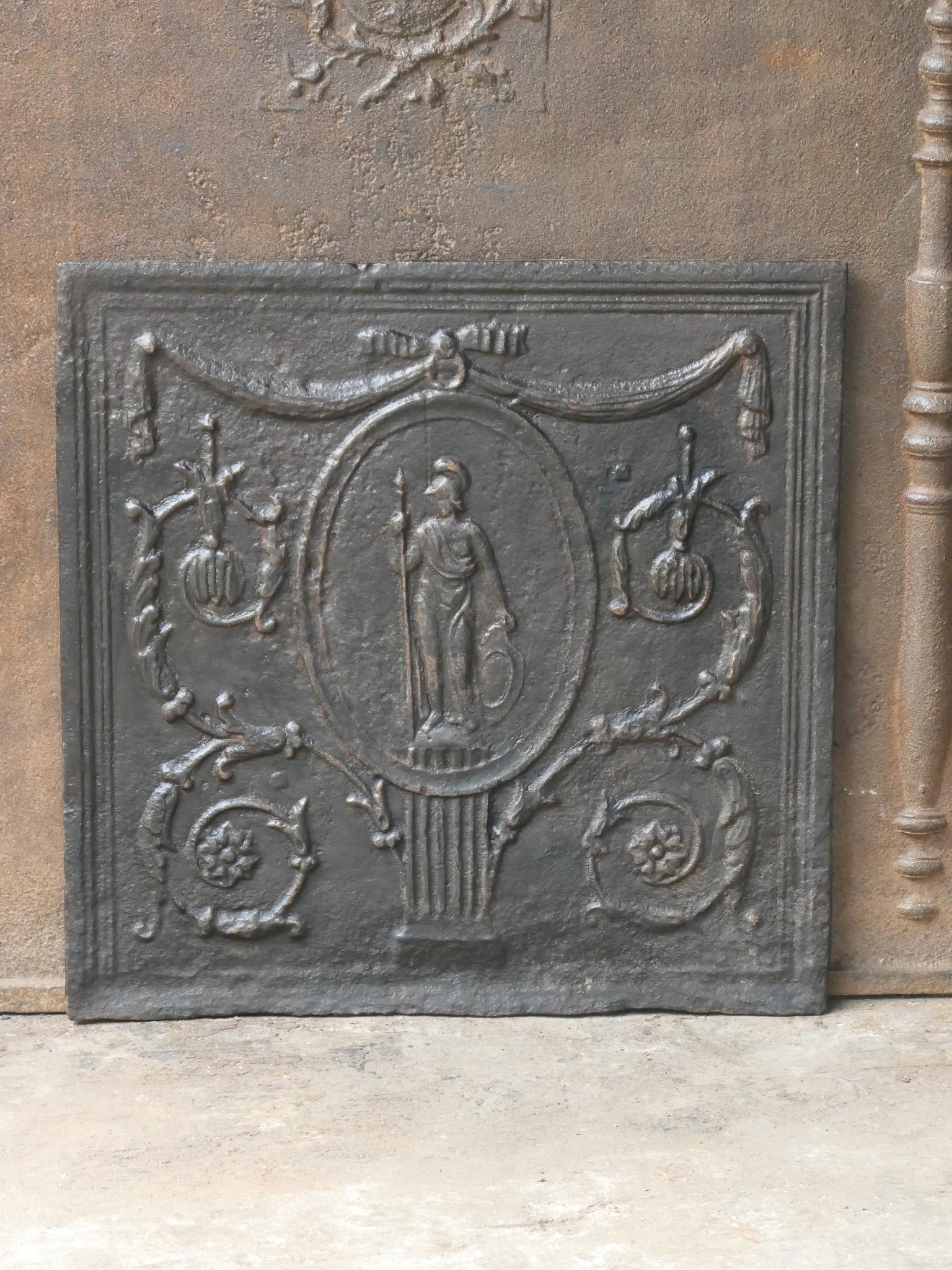 Neoclassico Antique French Neoclassical 'Minerva' Fireback / Backsplash, XVIII-XIX secolo in vendita