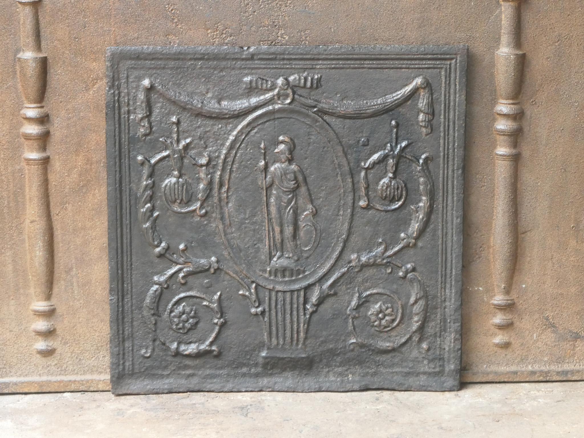 Francese Antique French Neoclassical 'Minerva' Fireback / Backsplash, XVIII-XIX secolo in vendita