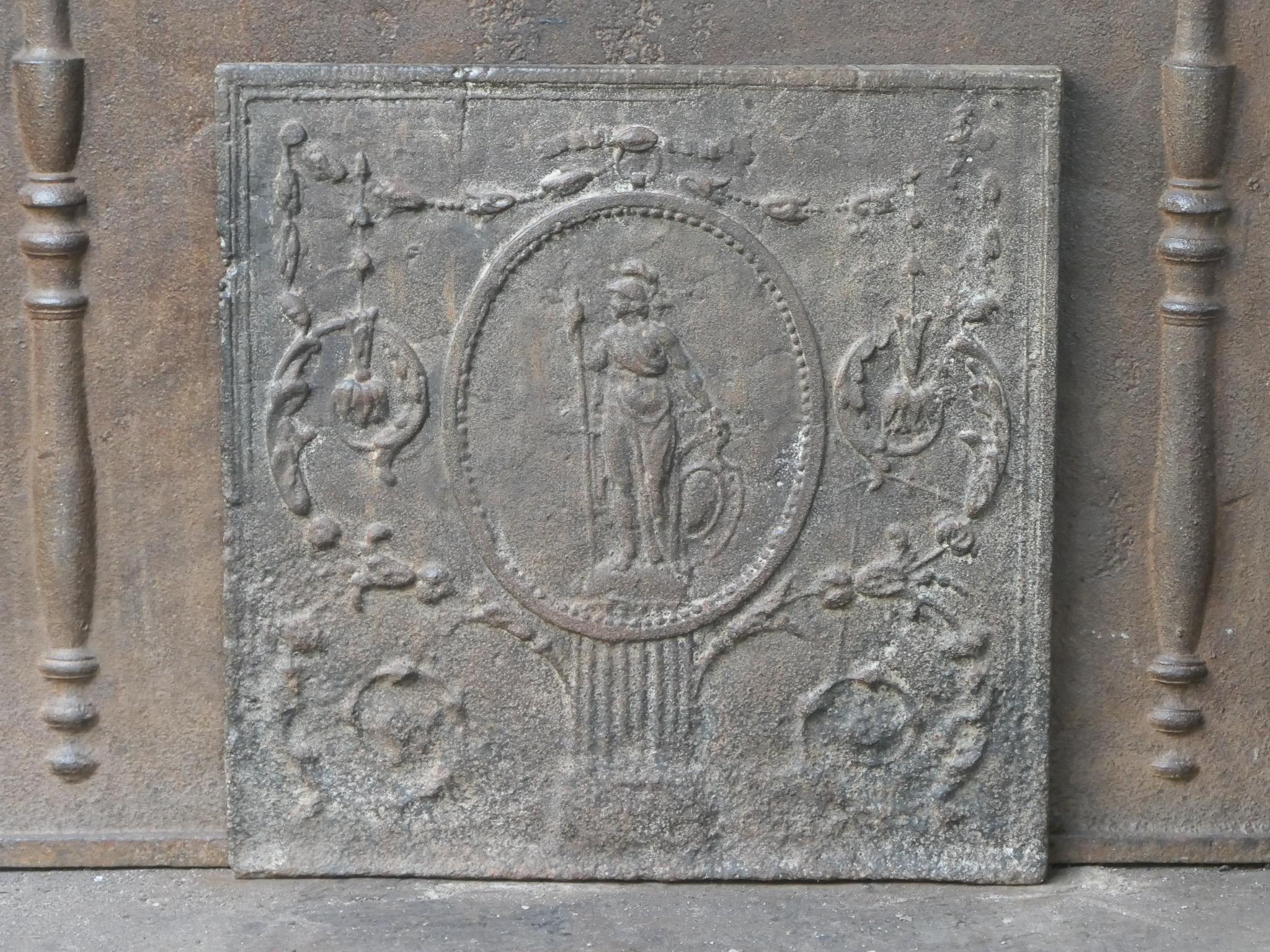 Antique French Neoclassical 'Minerva' Fireback / Backsplash, Siglo XVIII-XIX Vaciado en venta