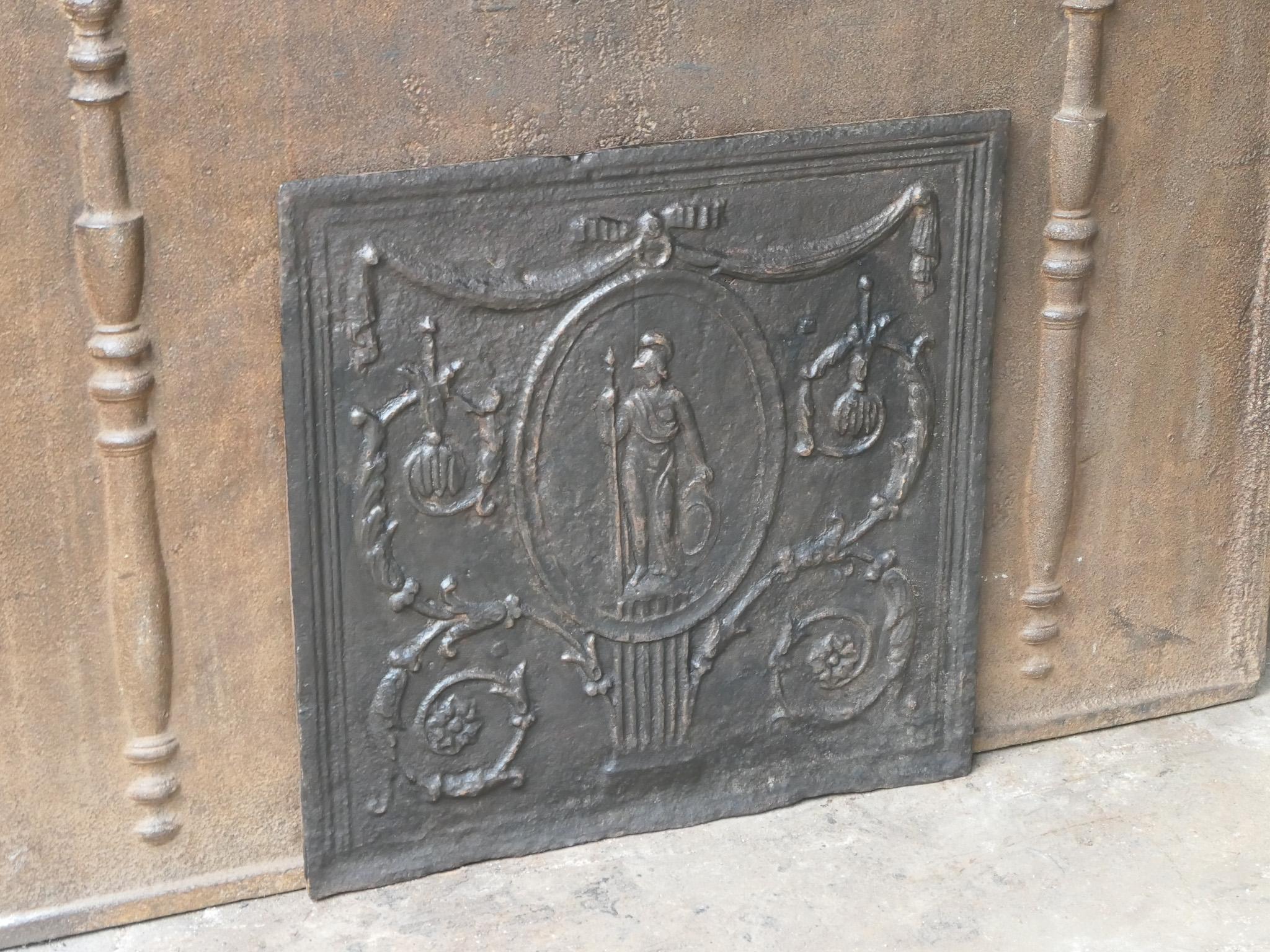 Antique French Neoclassical 'Minerva' Fireback / Backsplash, XVIII-XIX secolo In condizioni buone in vendita a Soest, NL
