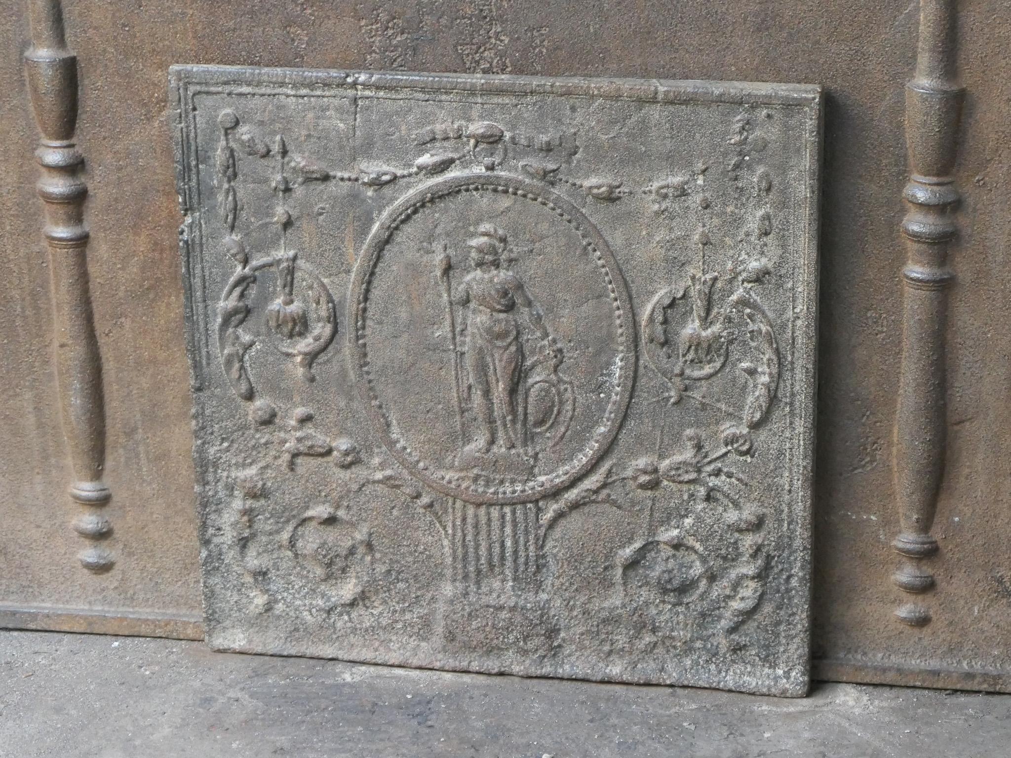 Antique French Neoclassical 'Minerva' Fireback / Backsplash, Siglo XVIII-XIX en Bueno estado para la venta en Soest, NL