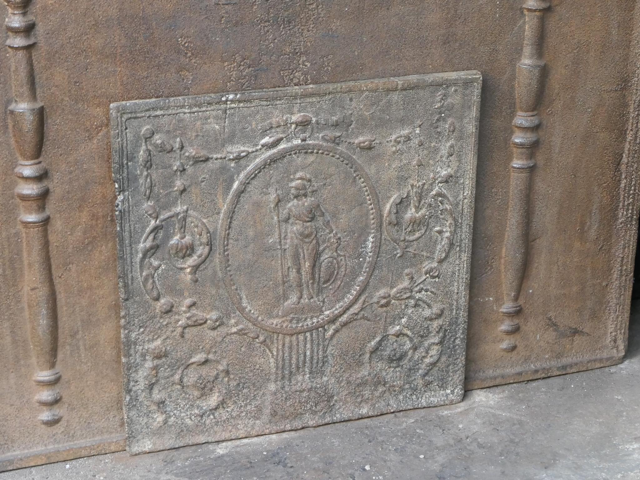 Antique French Neoclassical 'Minerva' Fireback / Backsplash, Siglo XVIII-XIX siglo XIX en venta