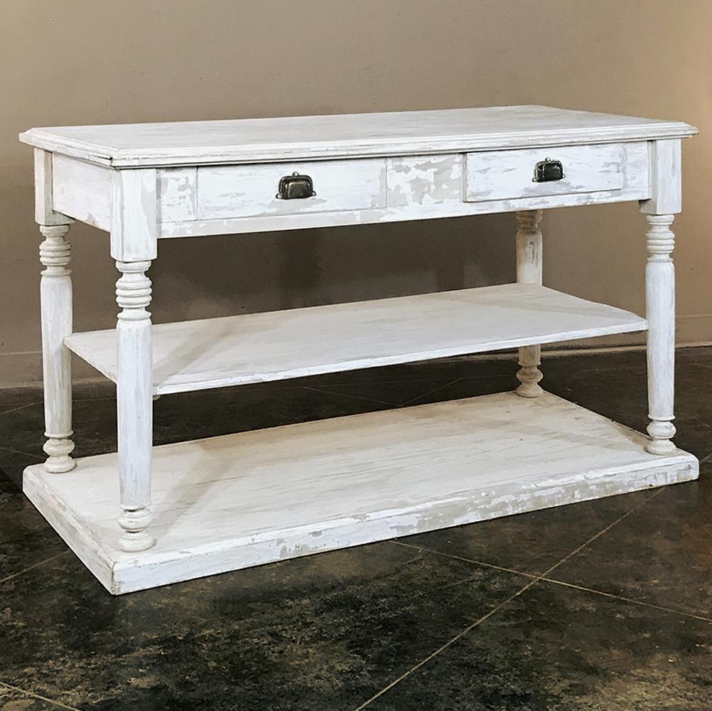 Neoclassical Revival Antique French Neoclassical Painted Store Counter, Island, Sideboard