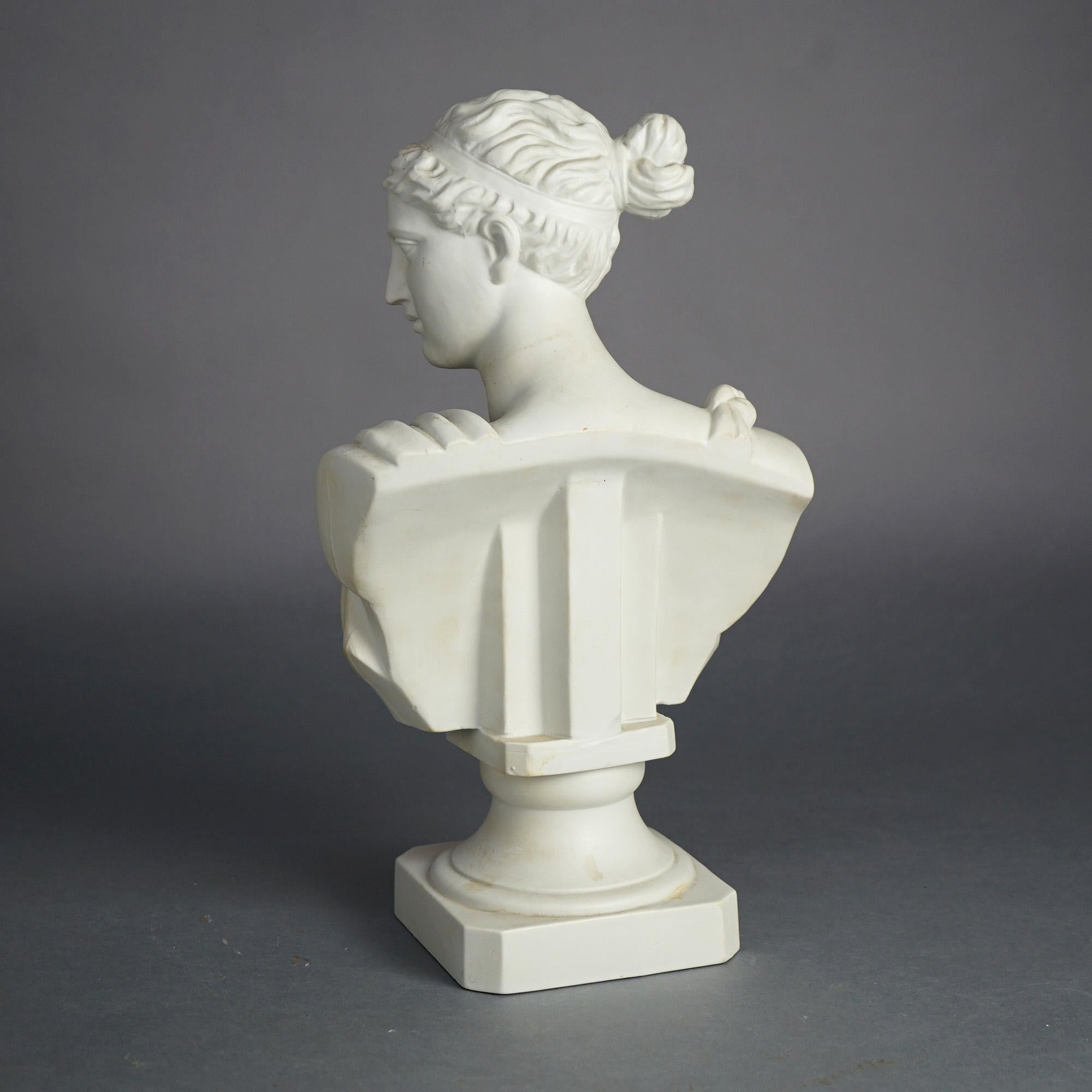 Antike französische neoklassizistische Parianische Porzellanbüste der Diana aus dem Jahr 1900 im Angebot 1