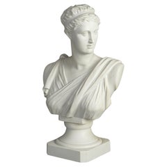 Antique French Neoclassical Parian Porcelain Bust of Diana C1900
