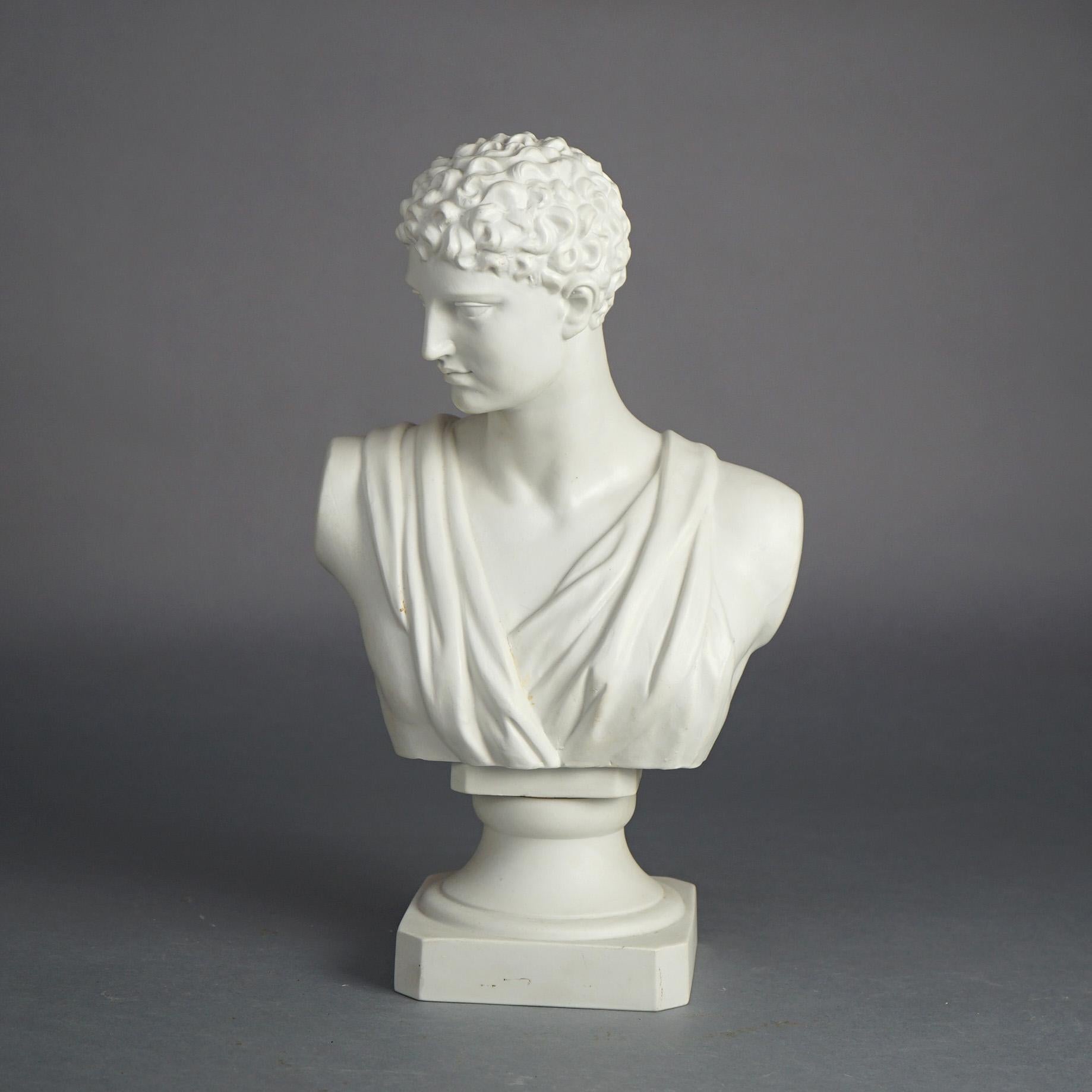 20th Century Antique French Neoclassical Parian Porcelain Bust of Michaelangelo's David C1900
