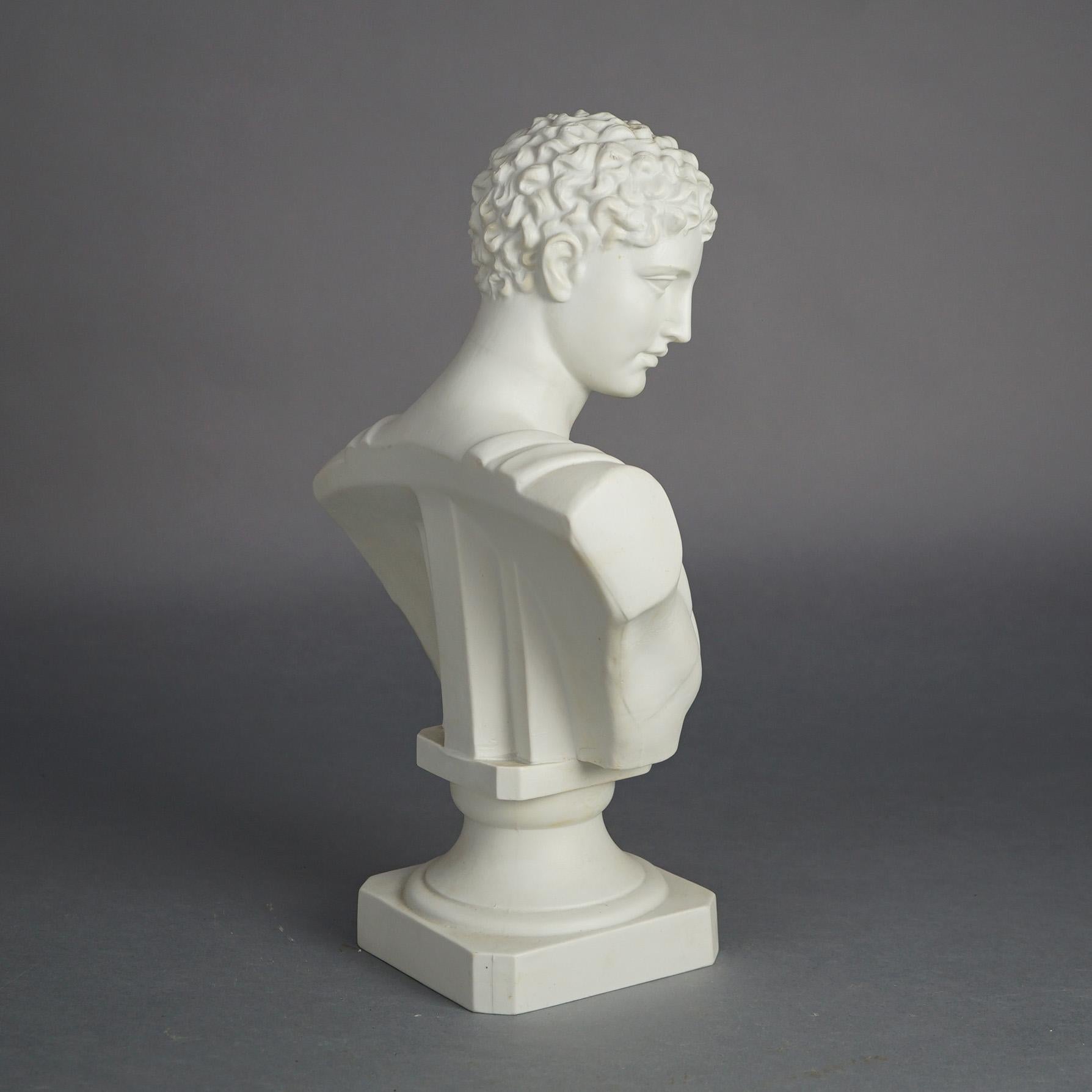Antique French Neoclassical Parian Porcelain Bust of Michaelangelo's David C1900 1