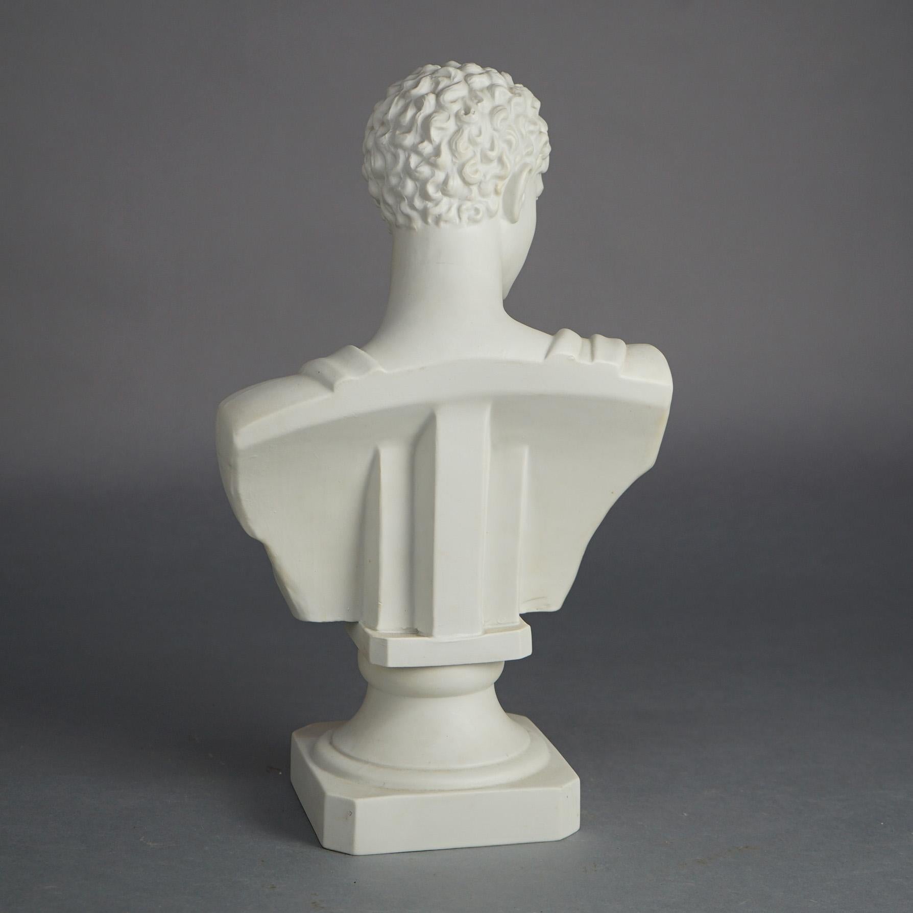 Antique French Neoclassical Parian Porcelain Bust of Michaelangelo's David C1900 2
