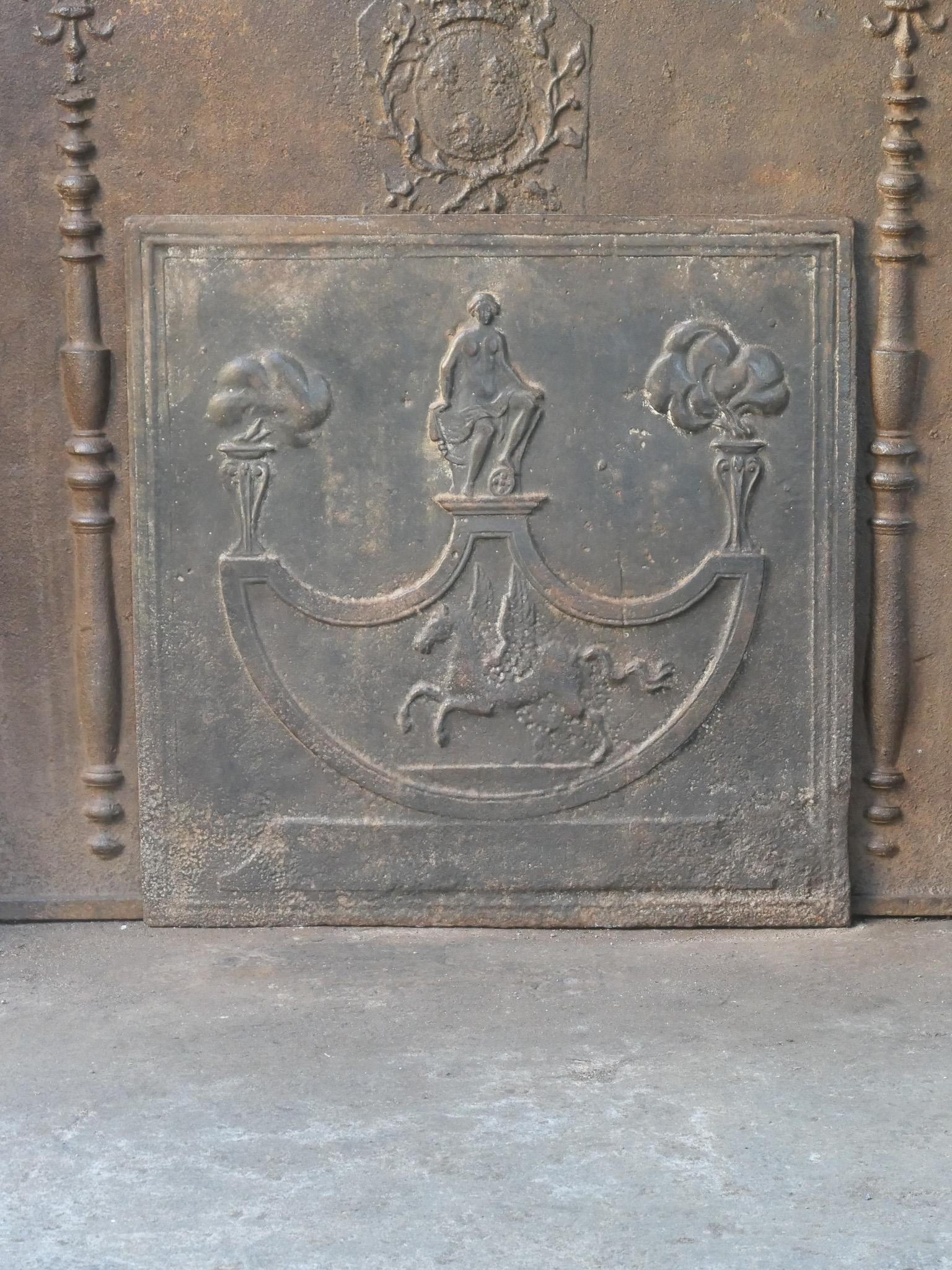 Cast Antique French Neoclassical Period Fireback / Backsplash, 18th-19th C. For Sale