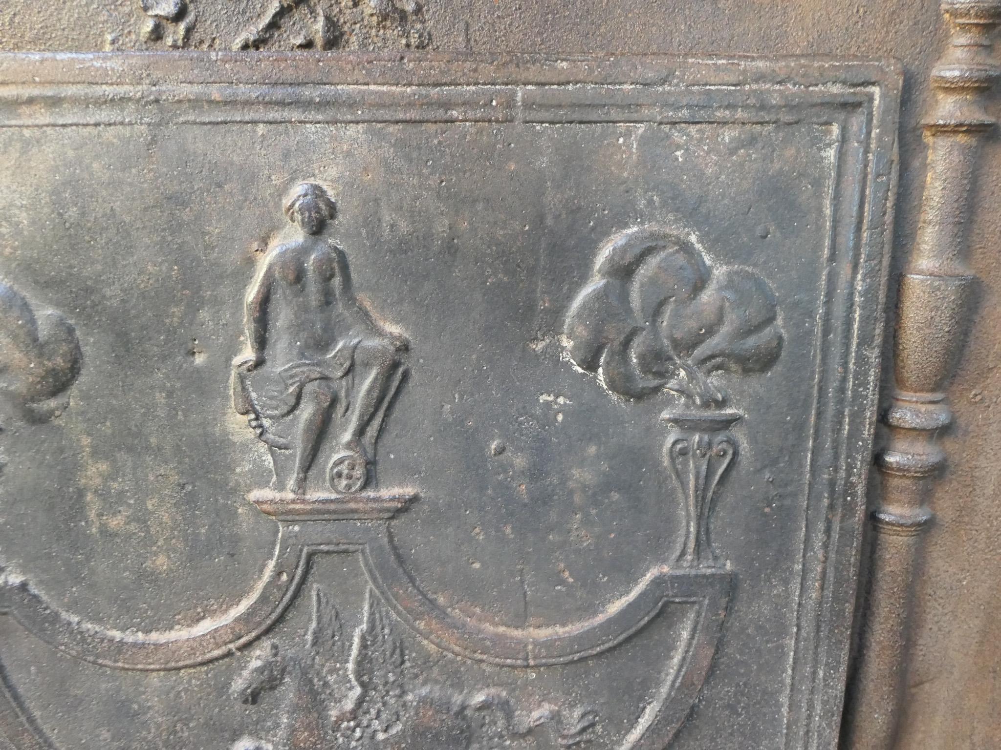Iron Antique French Neoclassical Period Fireback / Backsplash, 18th-19th C. For Sale