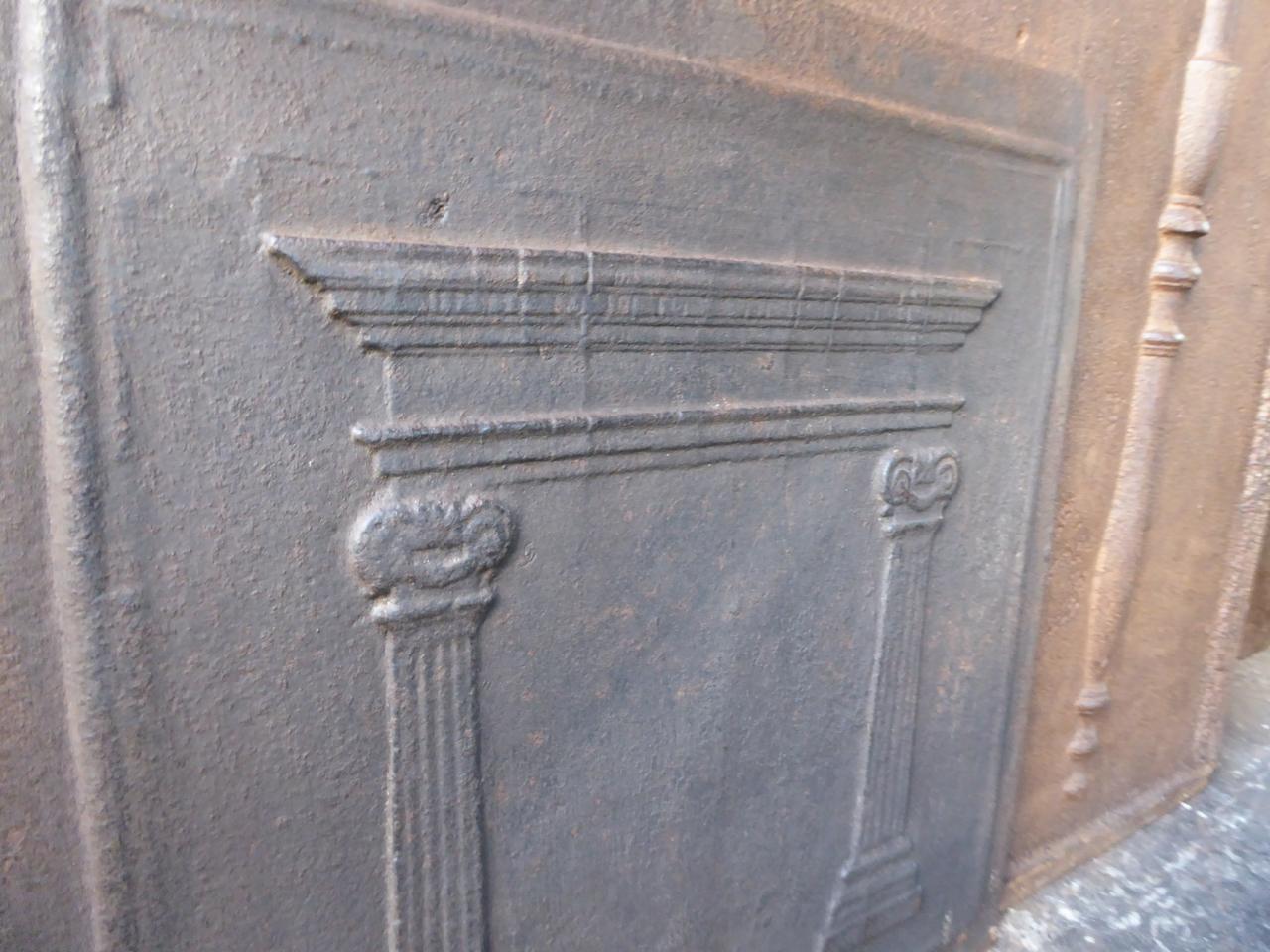 Antique French Neoclassical 'Pillars' Fireback 1
