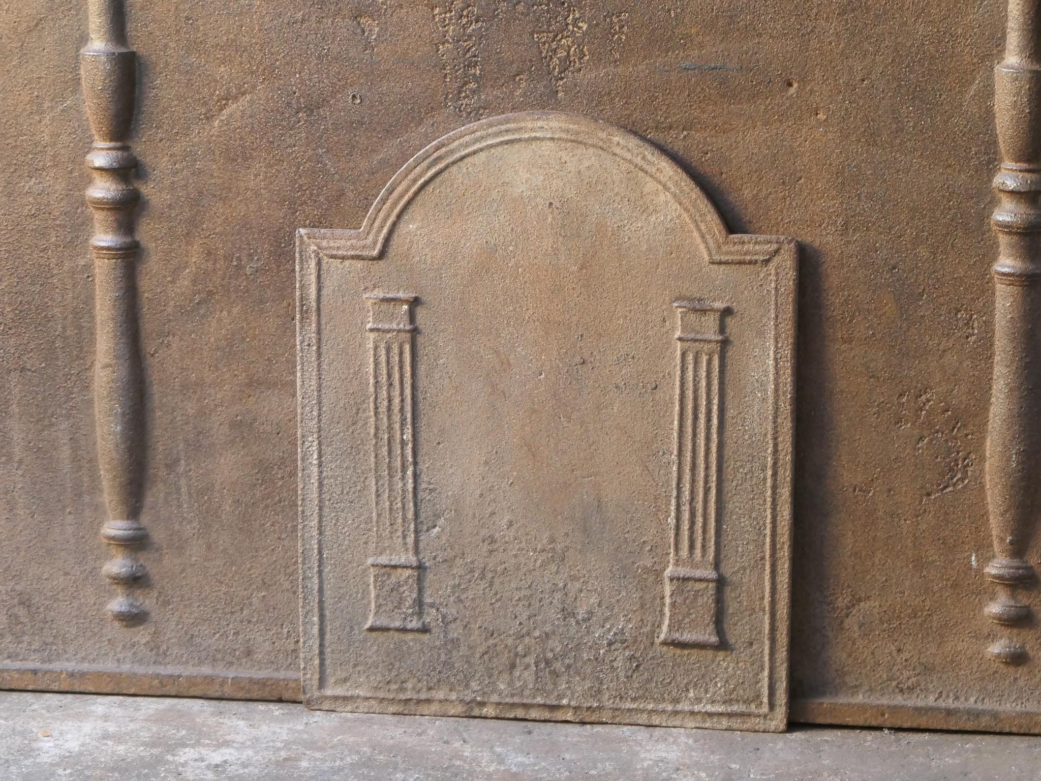 Cast Antique French Neoclassical 'Pillars of Freedom' Fireback / Backsplash, 19th C. For Sale