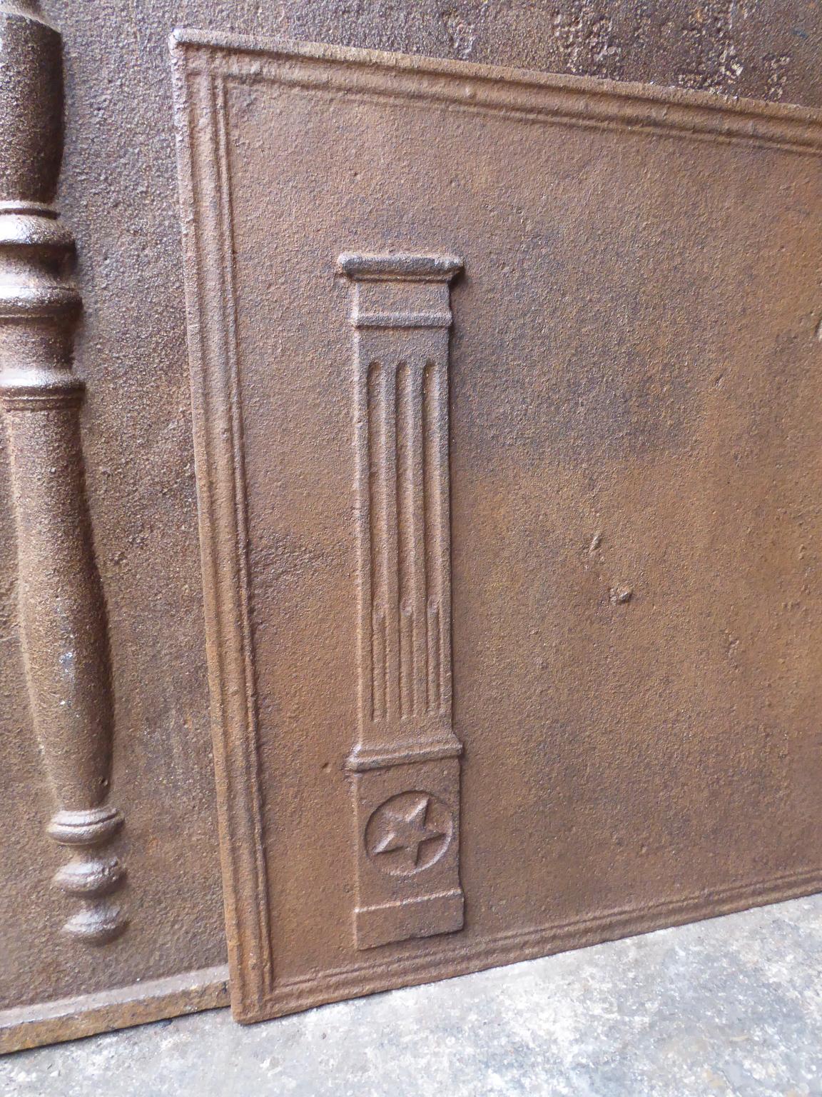 Antique French Neoclassical 'Pillars of Freedom' Fireback, 19th Century 1