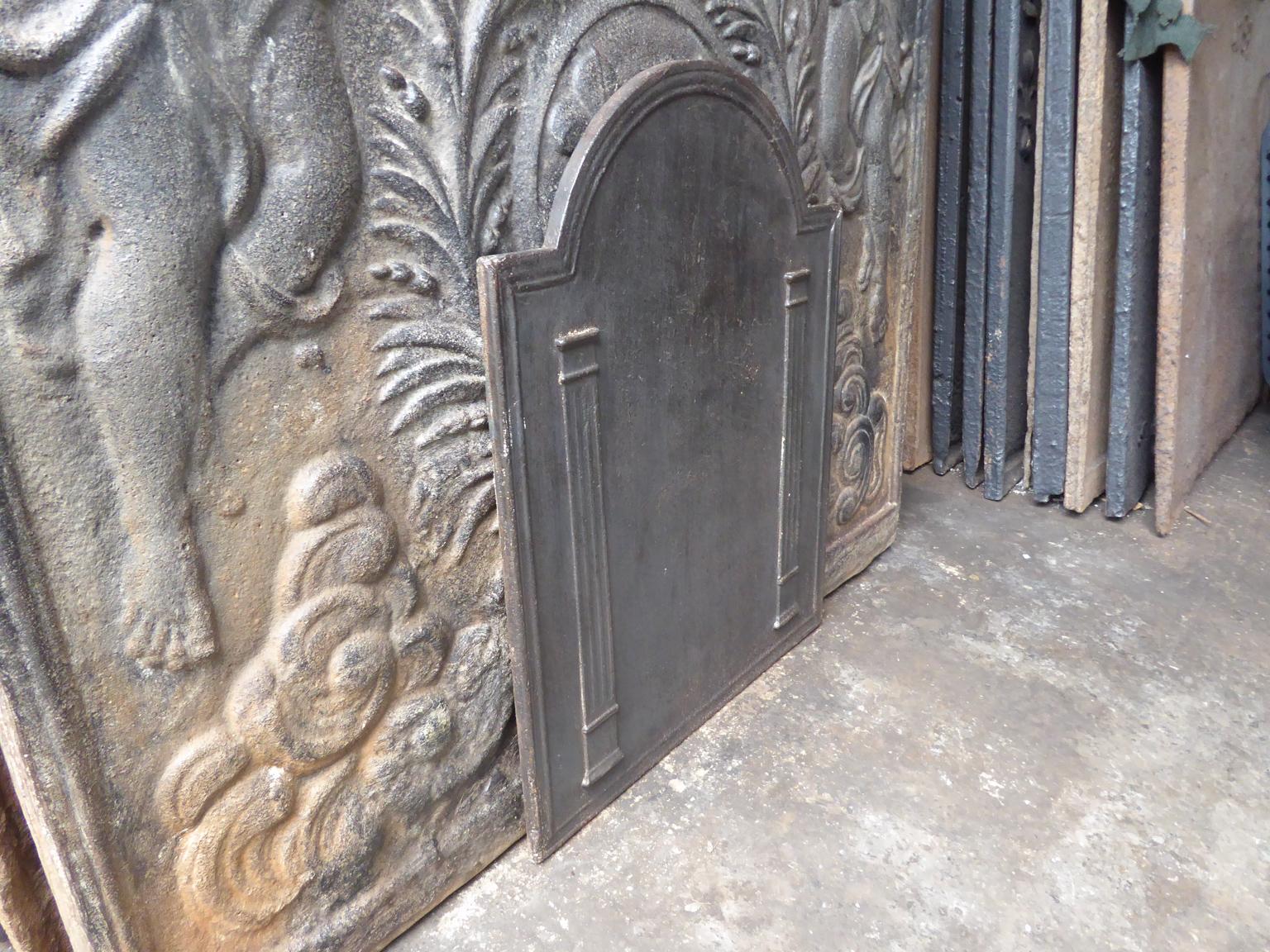 Iron Antique French Neoclassical 'Pillars of Freedom' Fireback / Backsplash, 19th C. For Sale